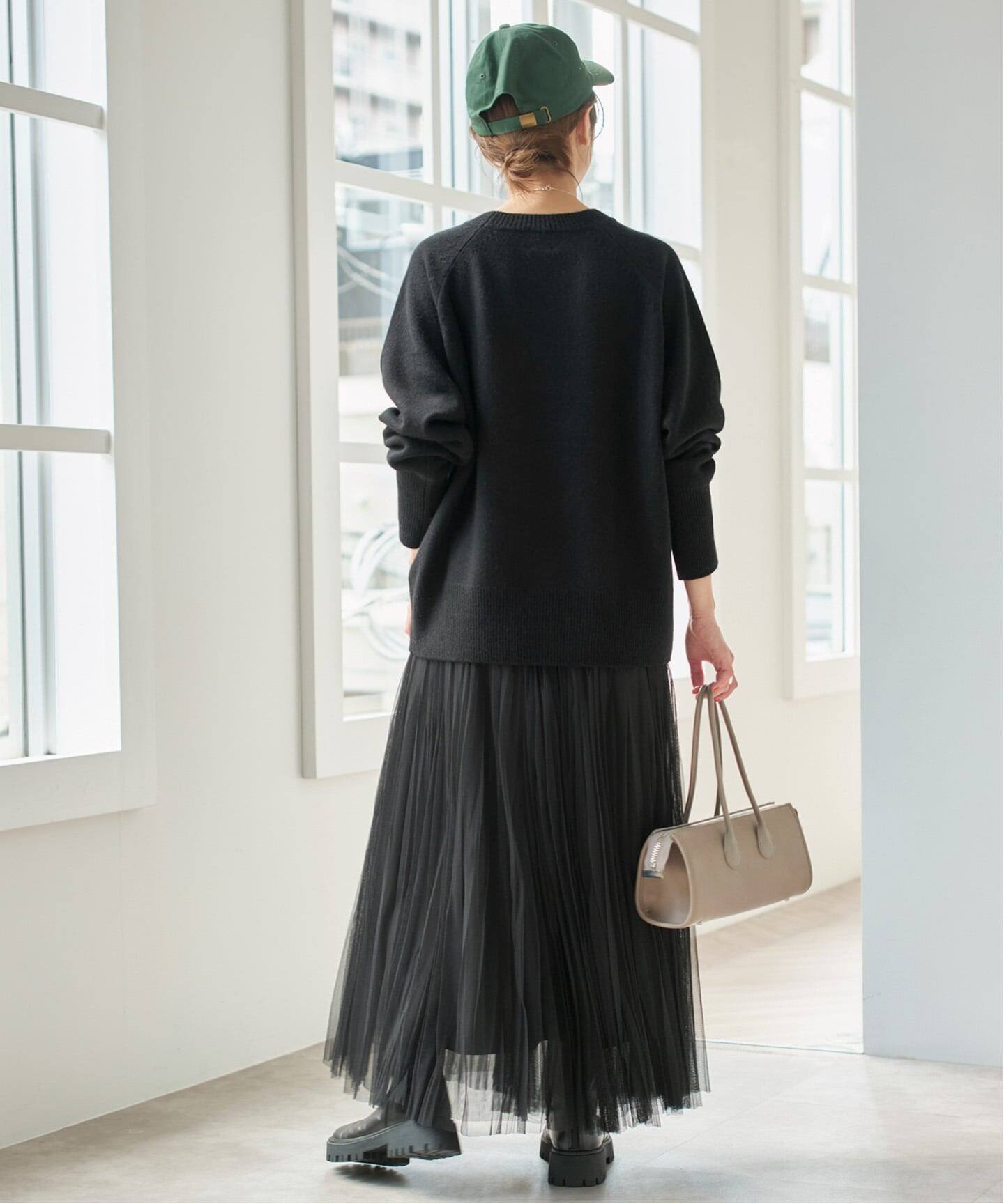 WEB限定カラー有り》ウールカシミヤ ラグランクルーネックニット