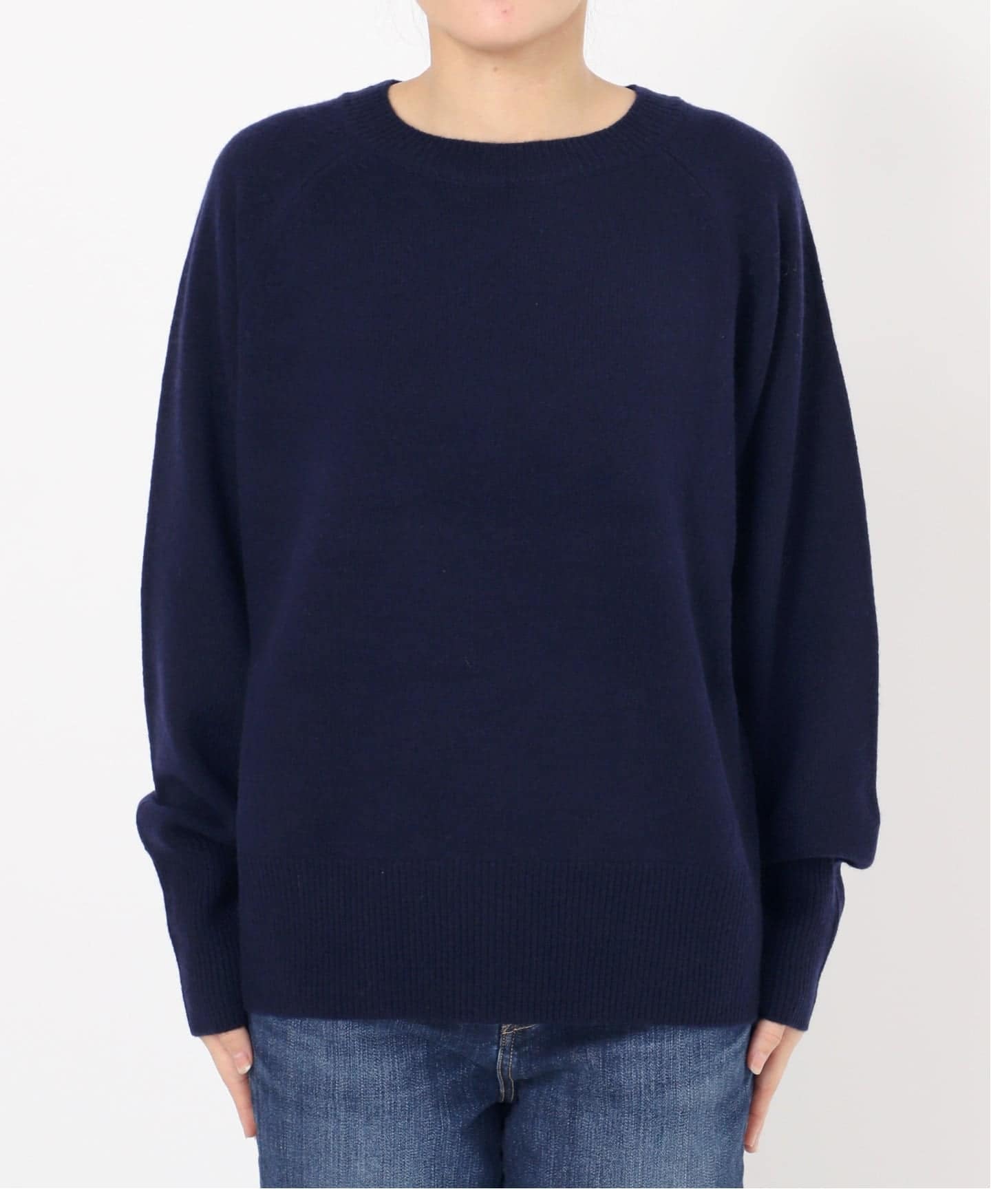 WEB限定カラー有り》ウールカシミヤ ラグランクルーネックニット