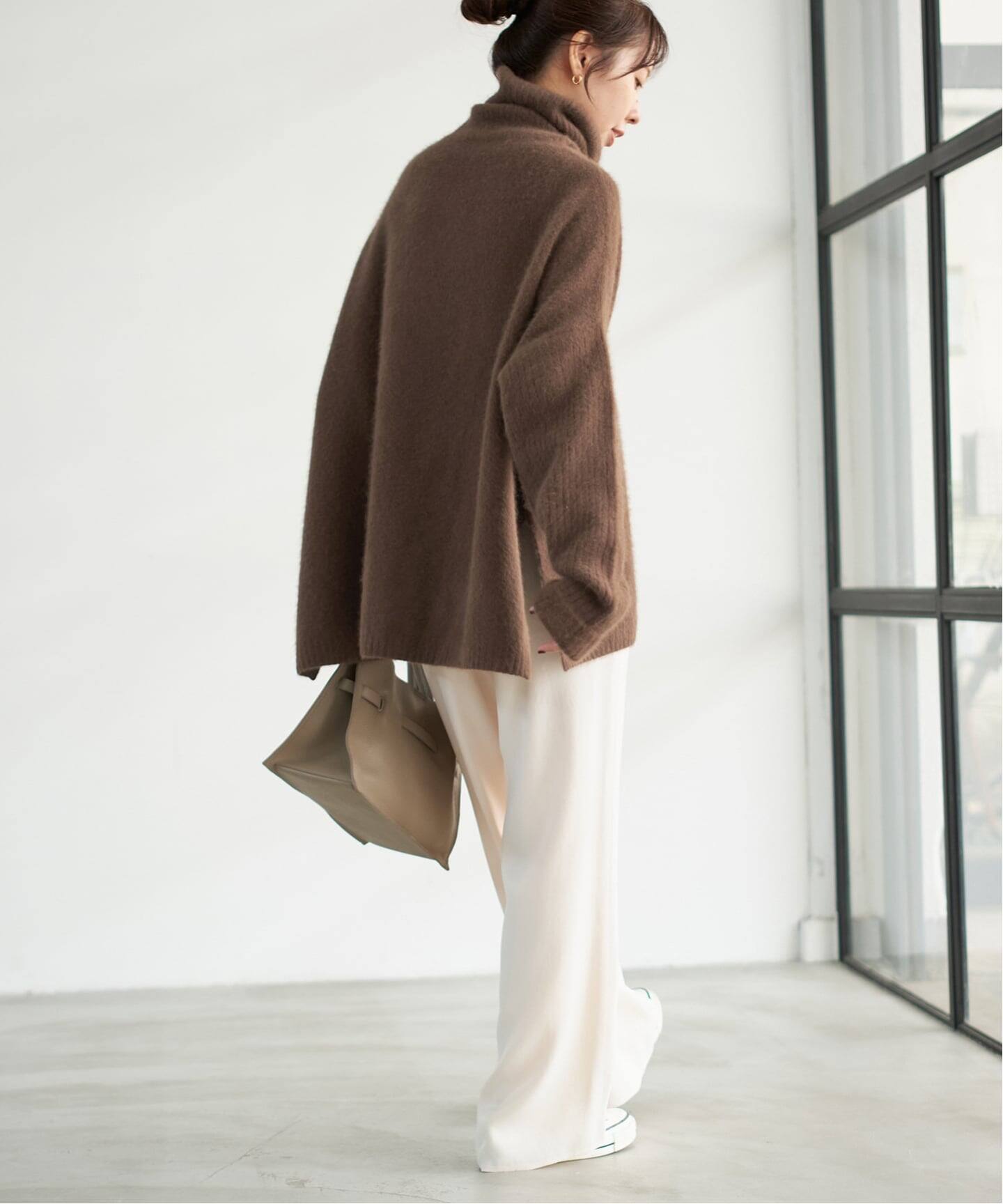 追加》フォックスウールミックスロングリブタートルプルオーバー