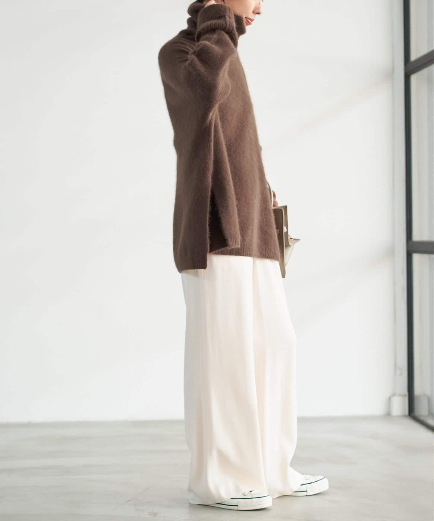 スピックアンドスパン　フォックスウール ロングリブタートル　グレー スピック＆スパン Spick & Span 《追加》フォックスウールミックス