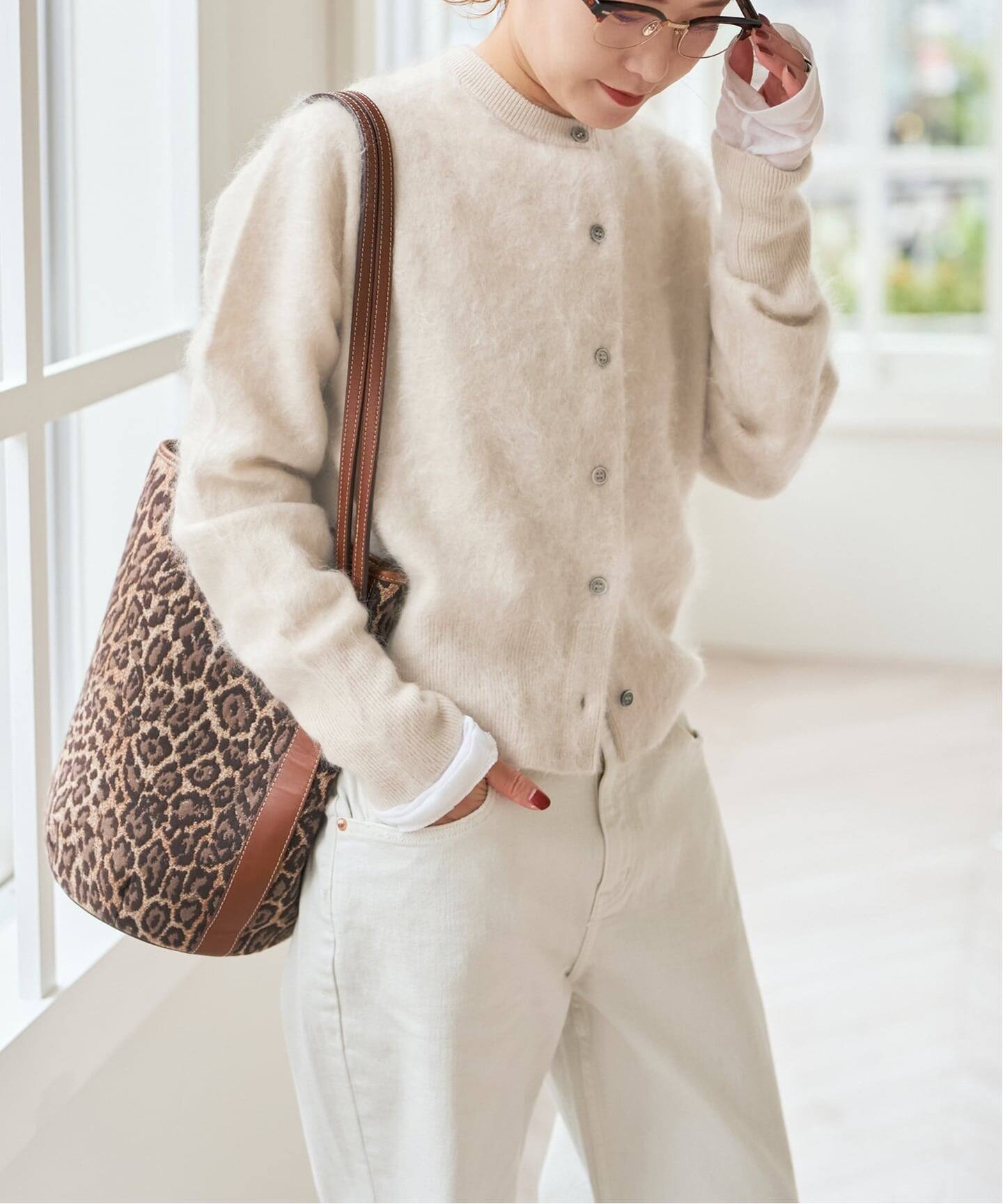 ファーカシミヤクルーネックカーディガン（カーディガン）｜Spick and