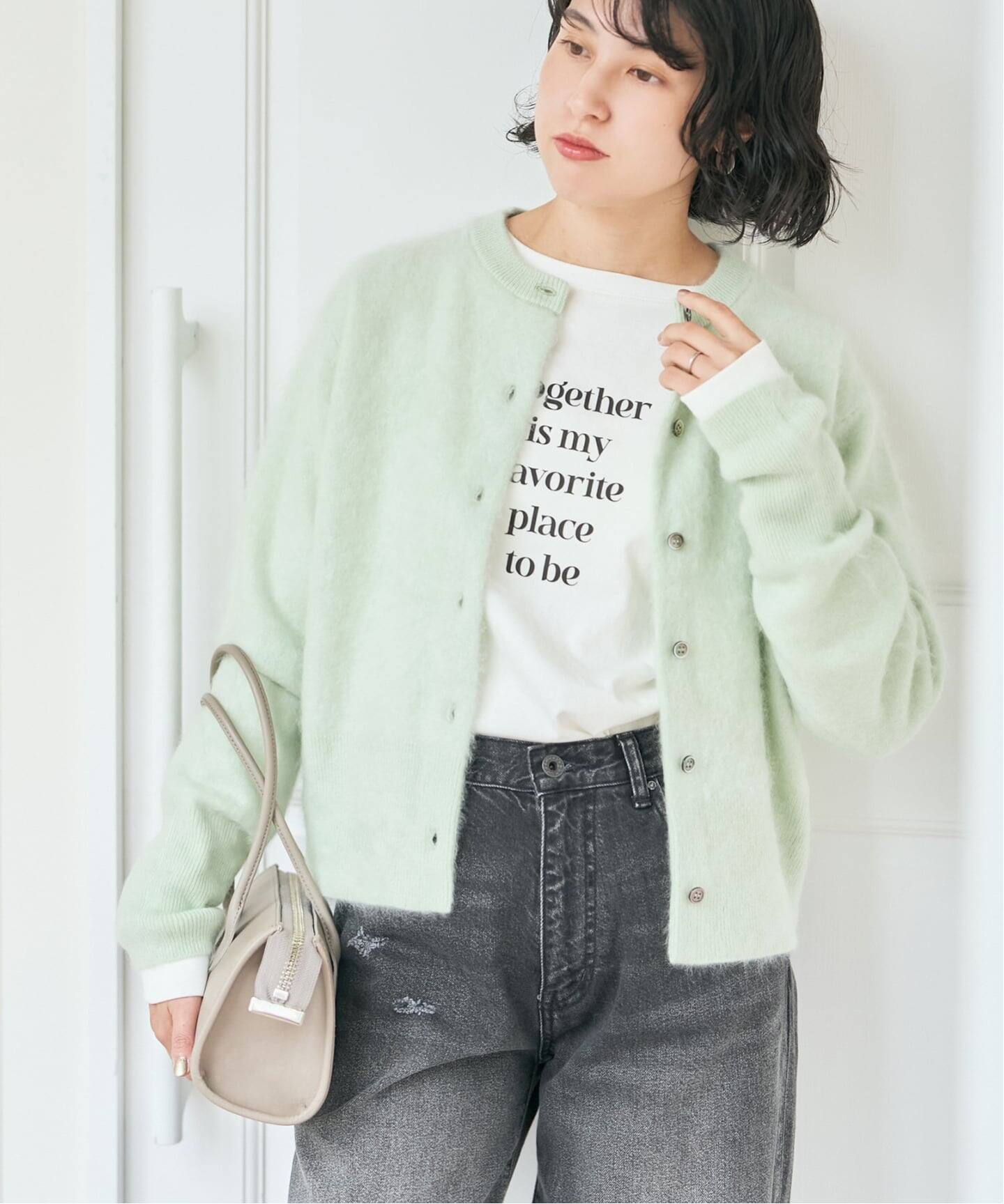 ファーカシミヤクルーネックカーディガン（カーディガン）｜Spick and