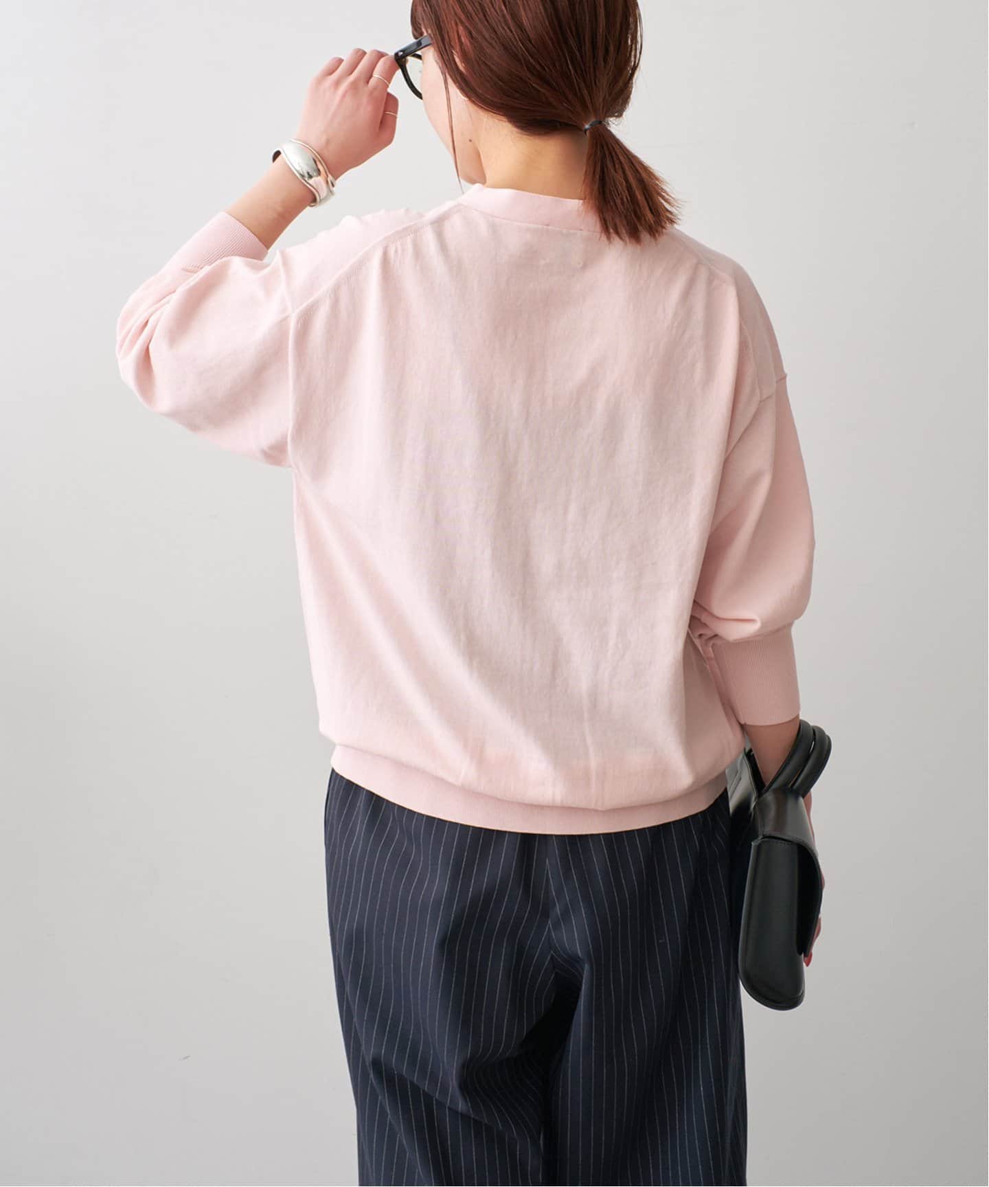 Spick and Span コットンハイゲージカーディガンピンクA