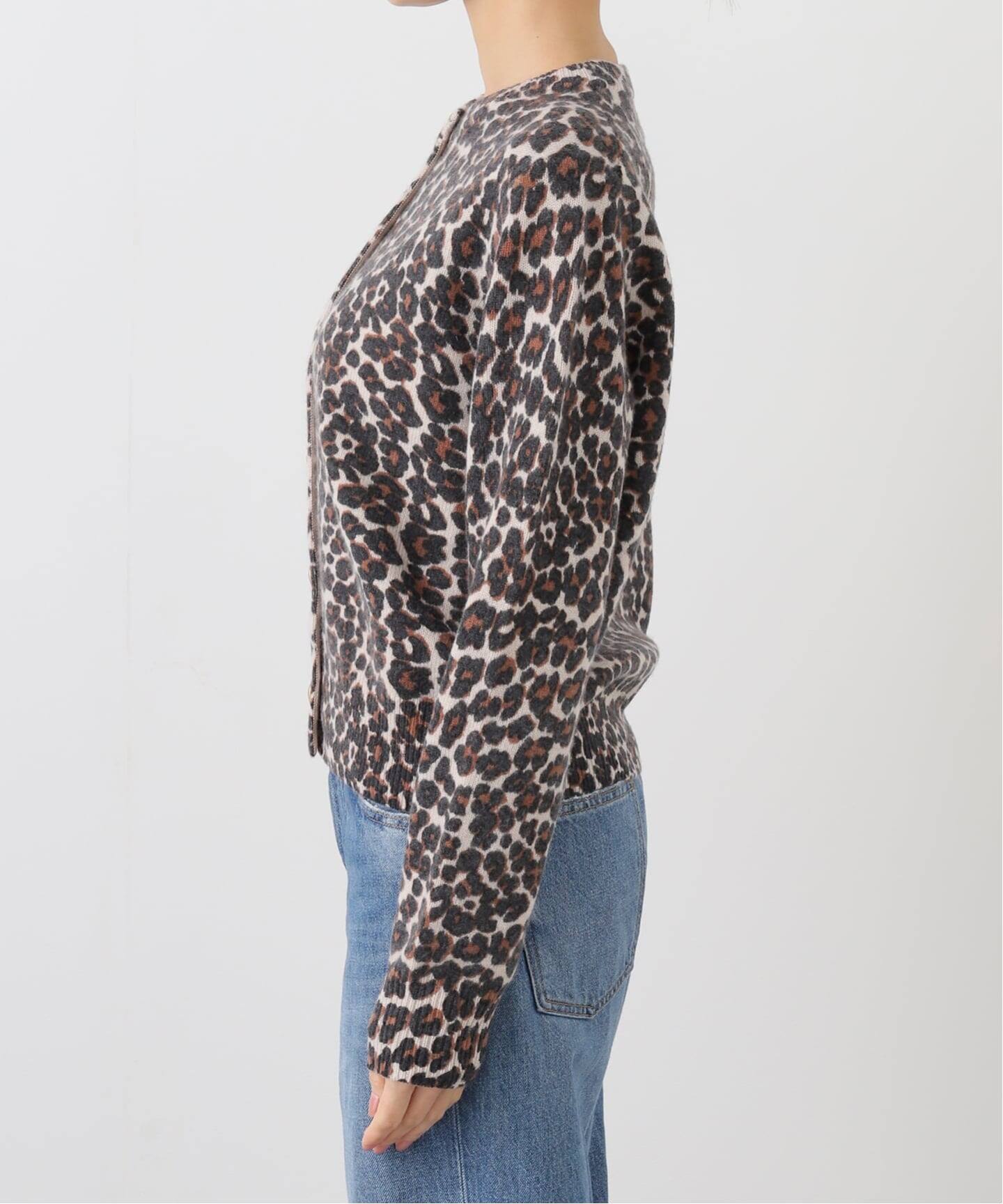 レオパードプリントニットカーディガン（カーディガン）｜Spick and