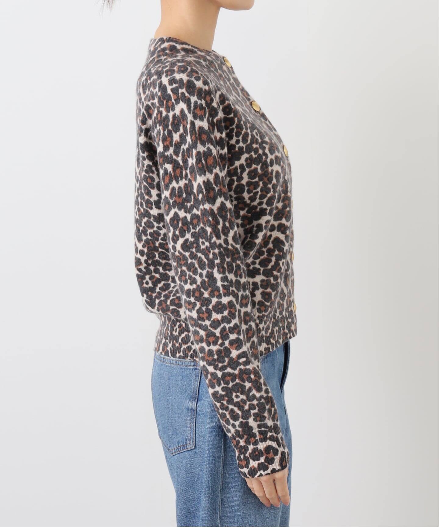 レオパードプリントニットカーディガン（カーディガン）｜Spick and