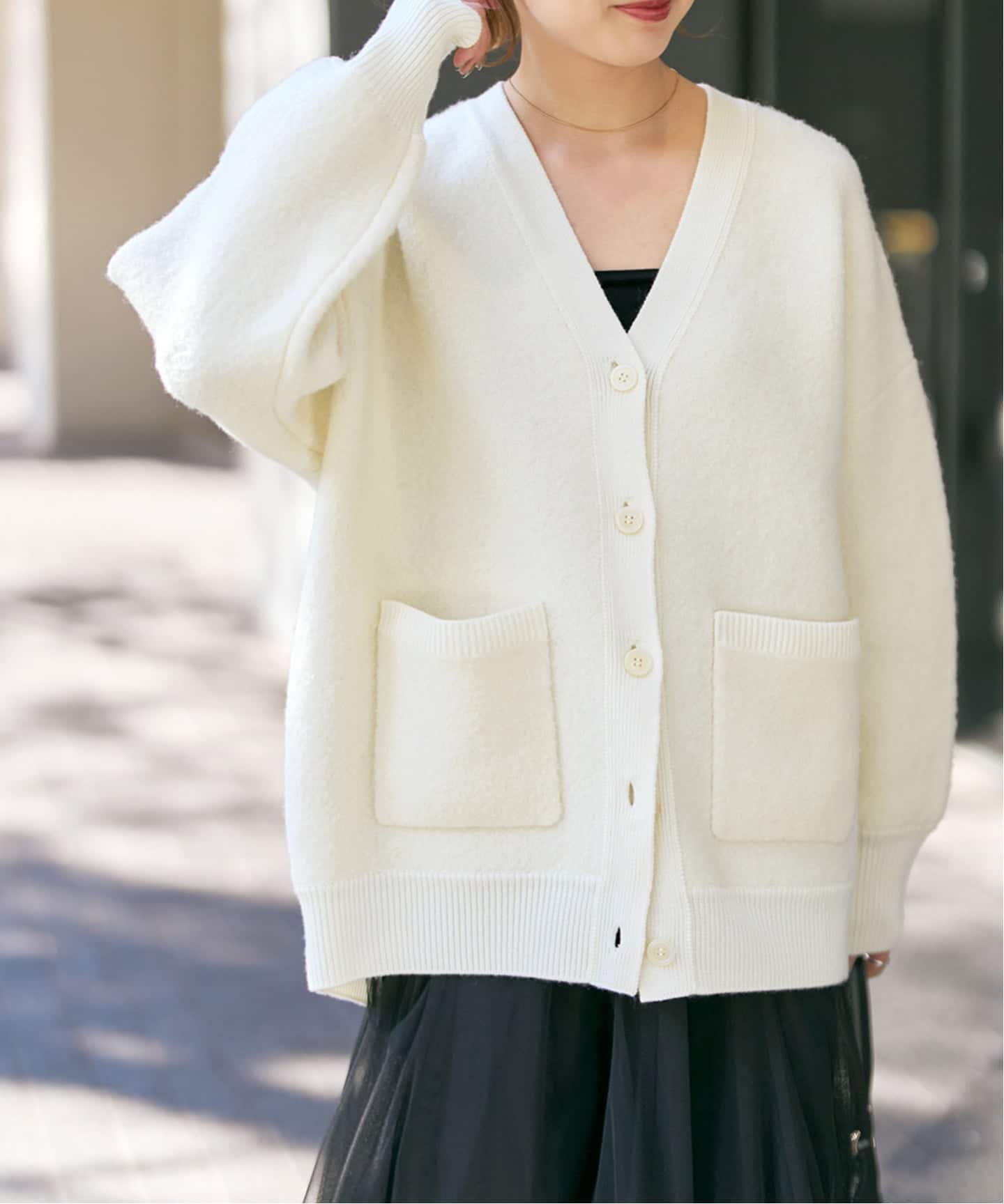 追加》ブークレダブルフェイスカーディガン（カーディガン）｜Spick