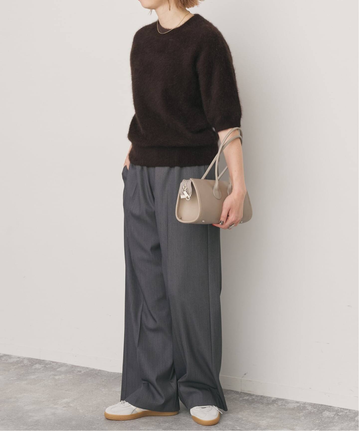 かぐれ] ファインアルパカハーフスリーブニット BLUE FREE セール