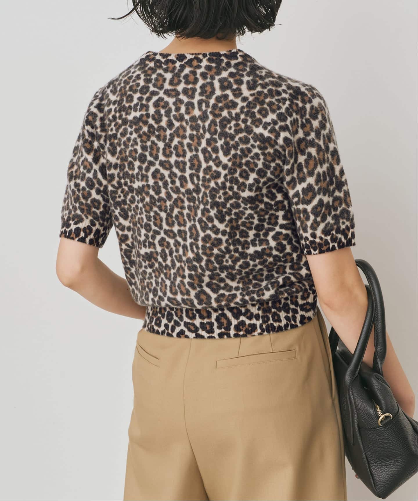 レオパードプリントハーフスリーブニット（ニット／セーター）｜Spick