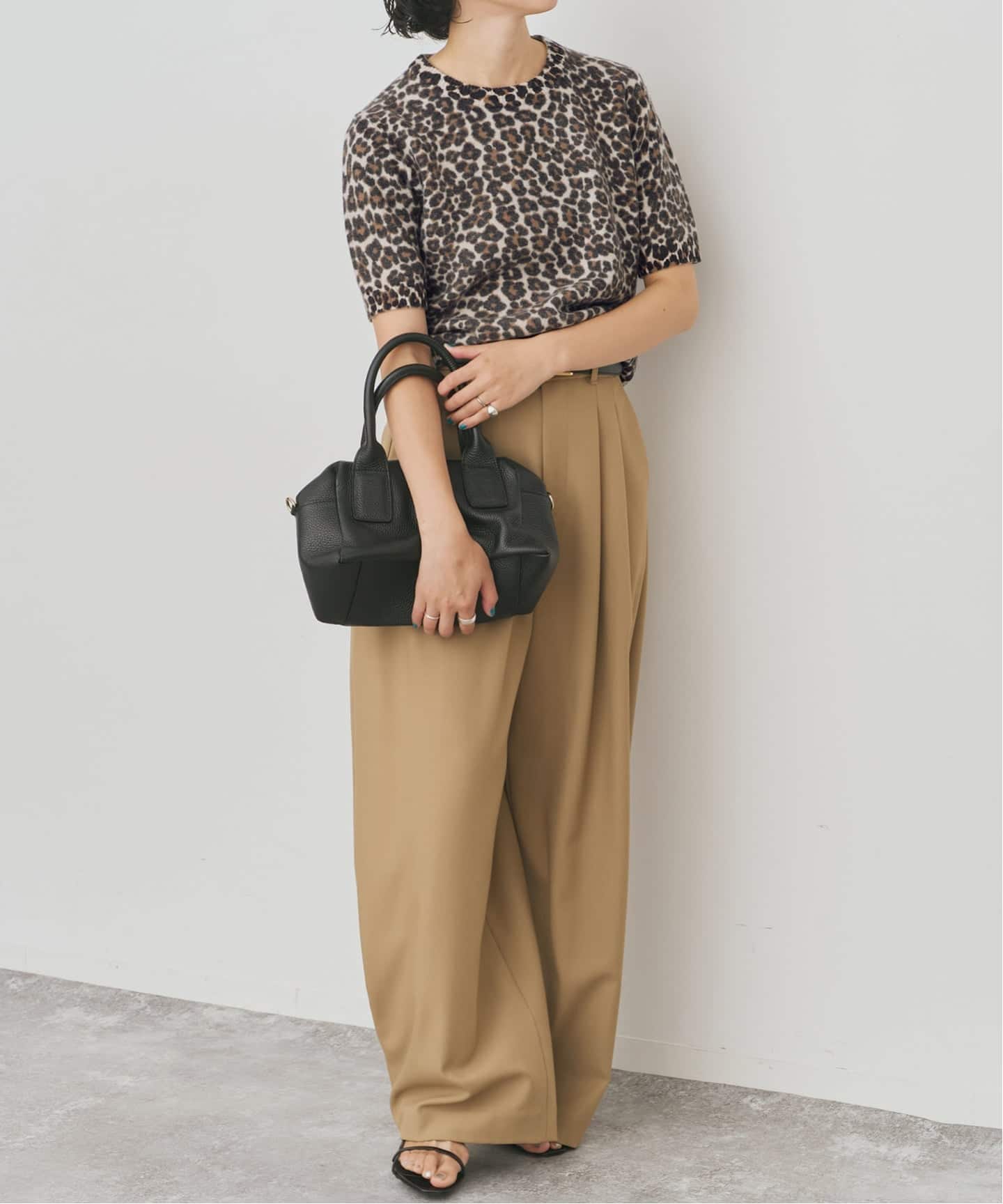 レオパードプリントハーフスリーブニット（ニット／セーター）｜Spick