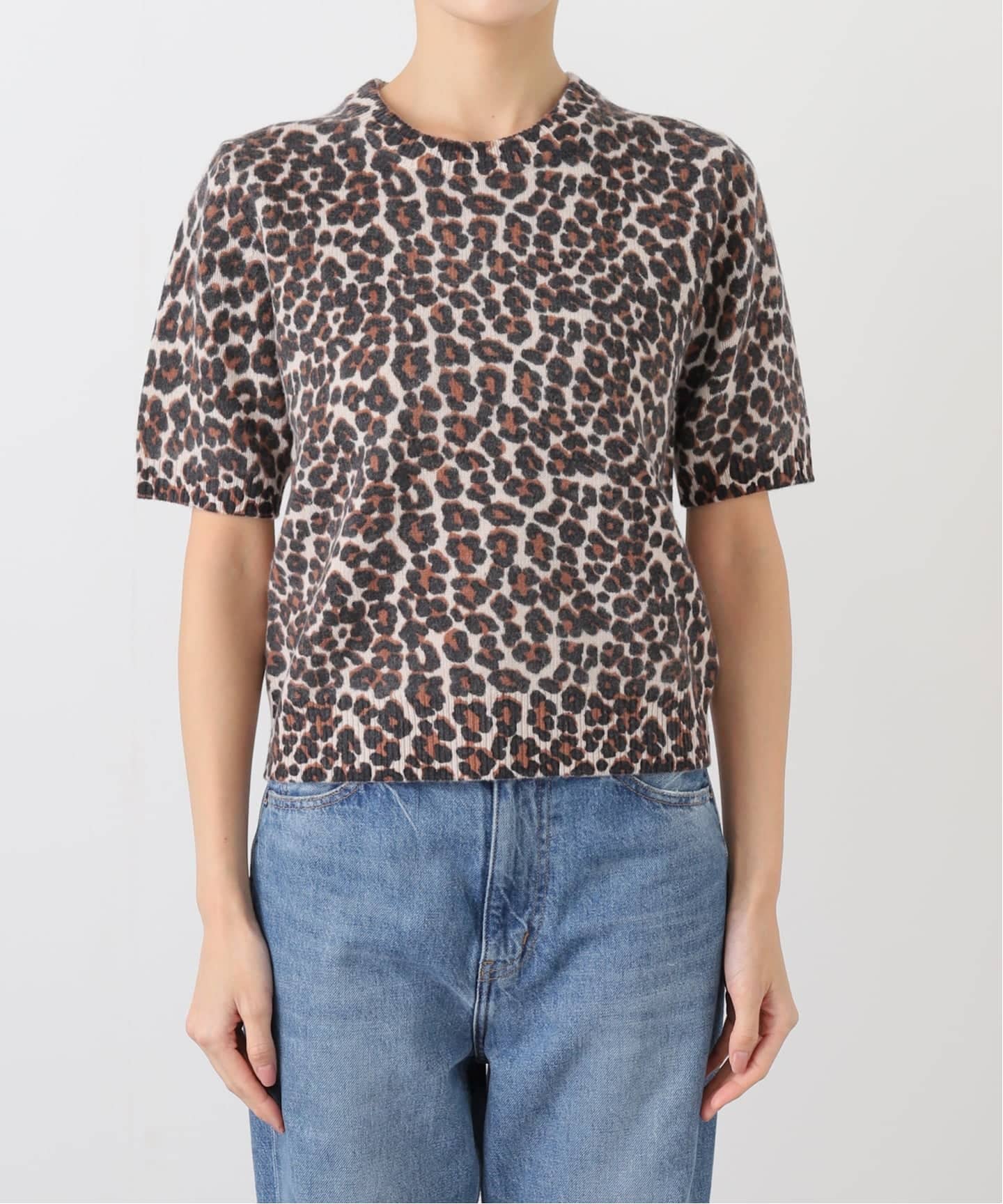 レオパードプリントハーフスリーブニット（ニット／セーター）｜Spick