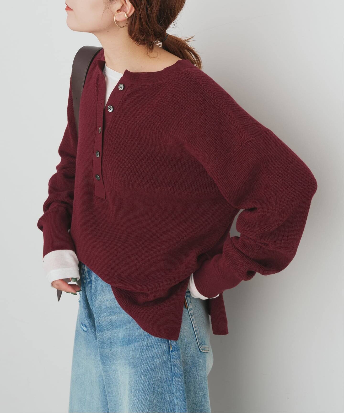Spick &amp; Span ボーダープルオーバー　plage ワッフル パーカー 前後2WAYワッフルプルオーバー（ニット／セーター）｜Spick & Span
