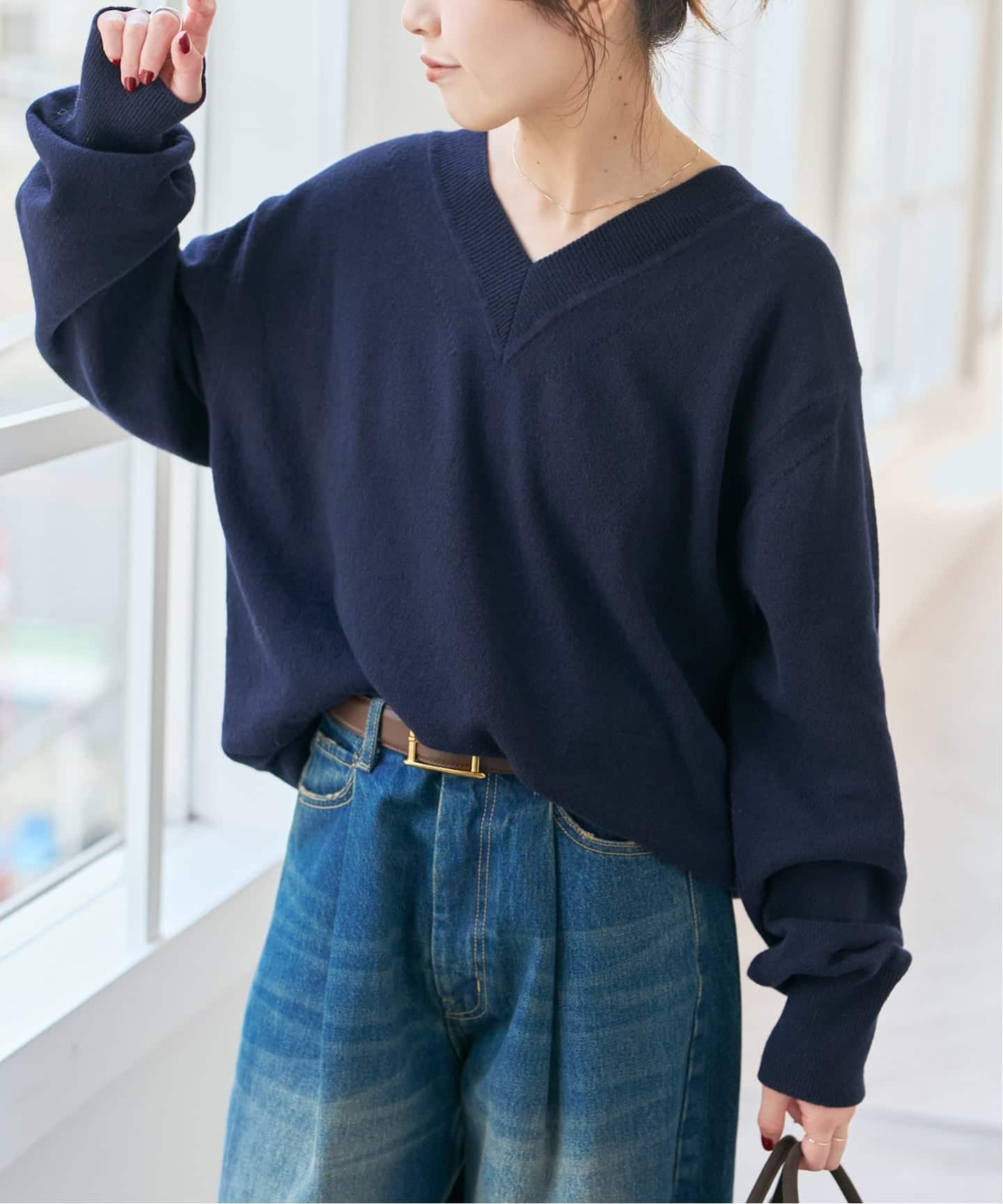 WEB限定カラー有り》カシミヤ混Vネックプルオーバー（ニット／セーター