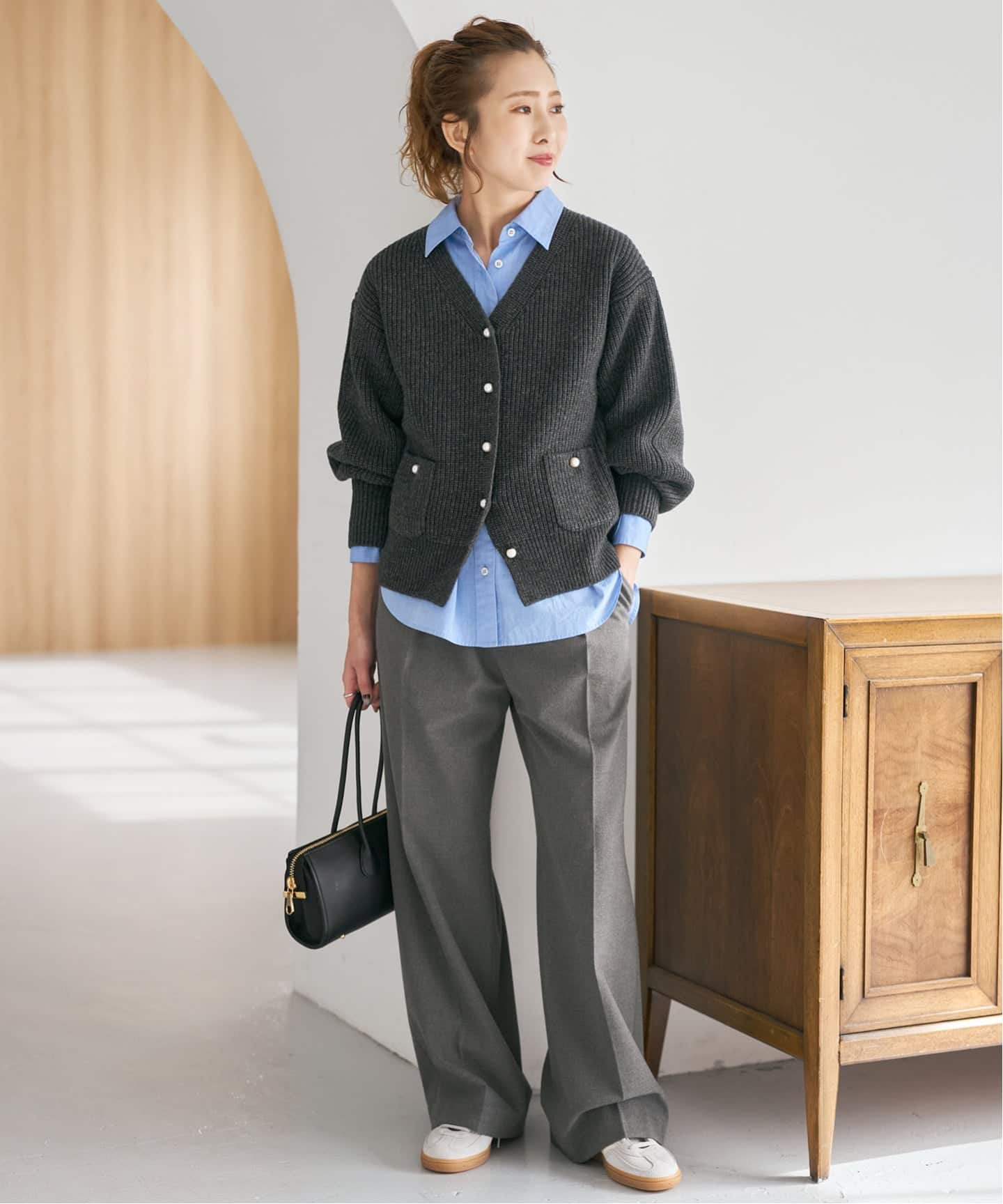 WEB限定》パール畦ニットカーディガン（カーディガン）｜Spick