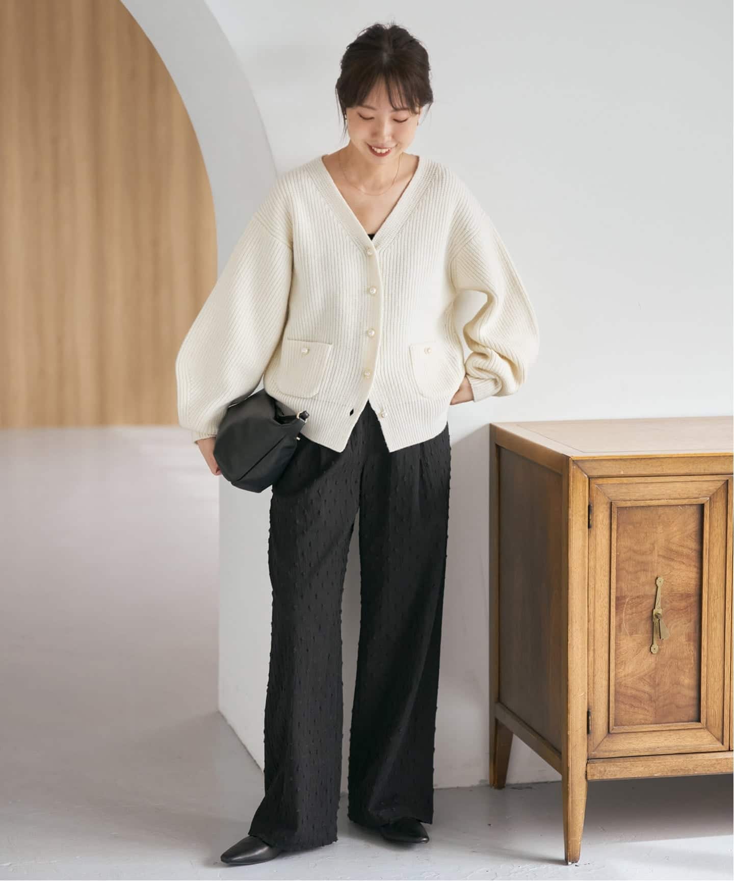 WEB限定》パール畦ニットカーディガン（カーディガン）｜Spick