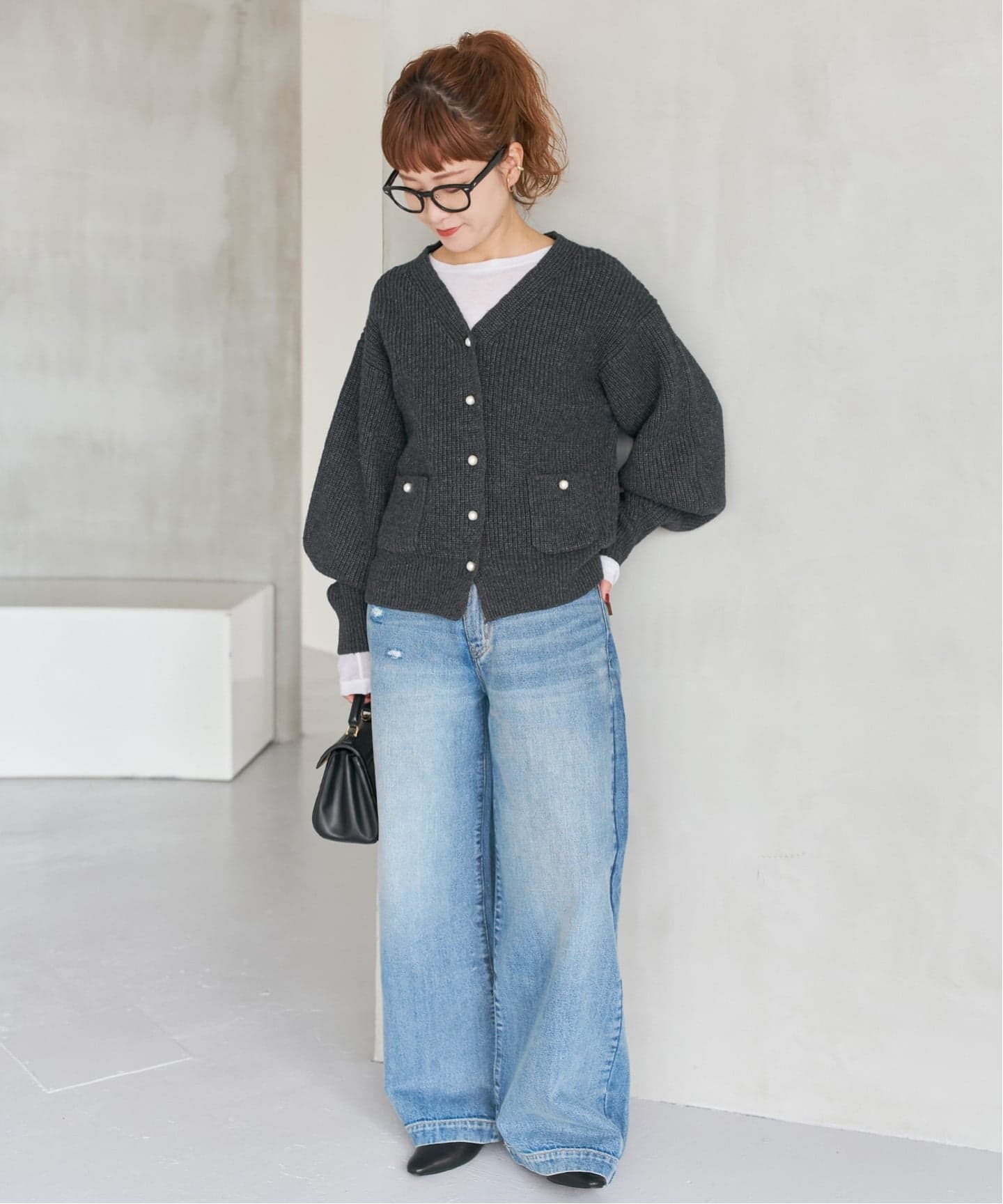 WEB限定》パール畦ニットカーディガン（カーディガン）｜Spick and