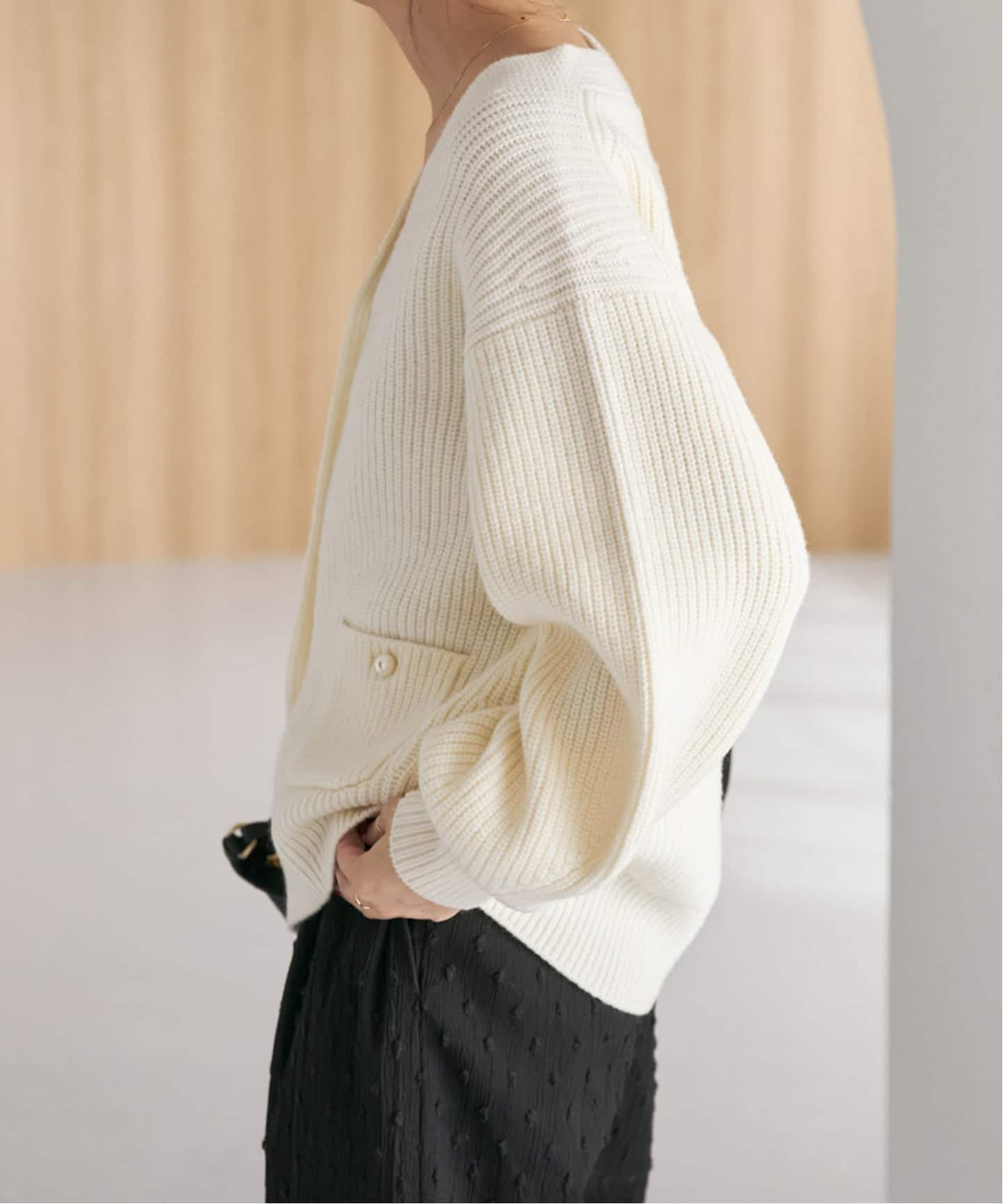 スピックアンドスパン　パール畦ニット カーディガン WEB限定》パール畦ニットカーディガン（カーディガン）｜Spick