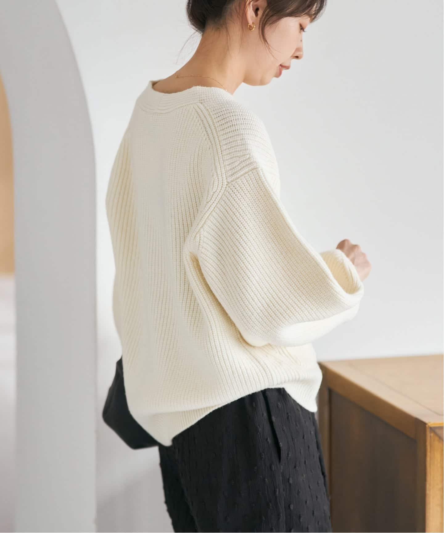 WEB限定》パール畦ニットカーディガン（カーディガン）｜Spick and