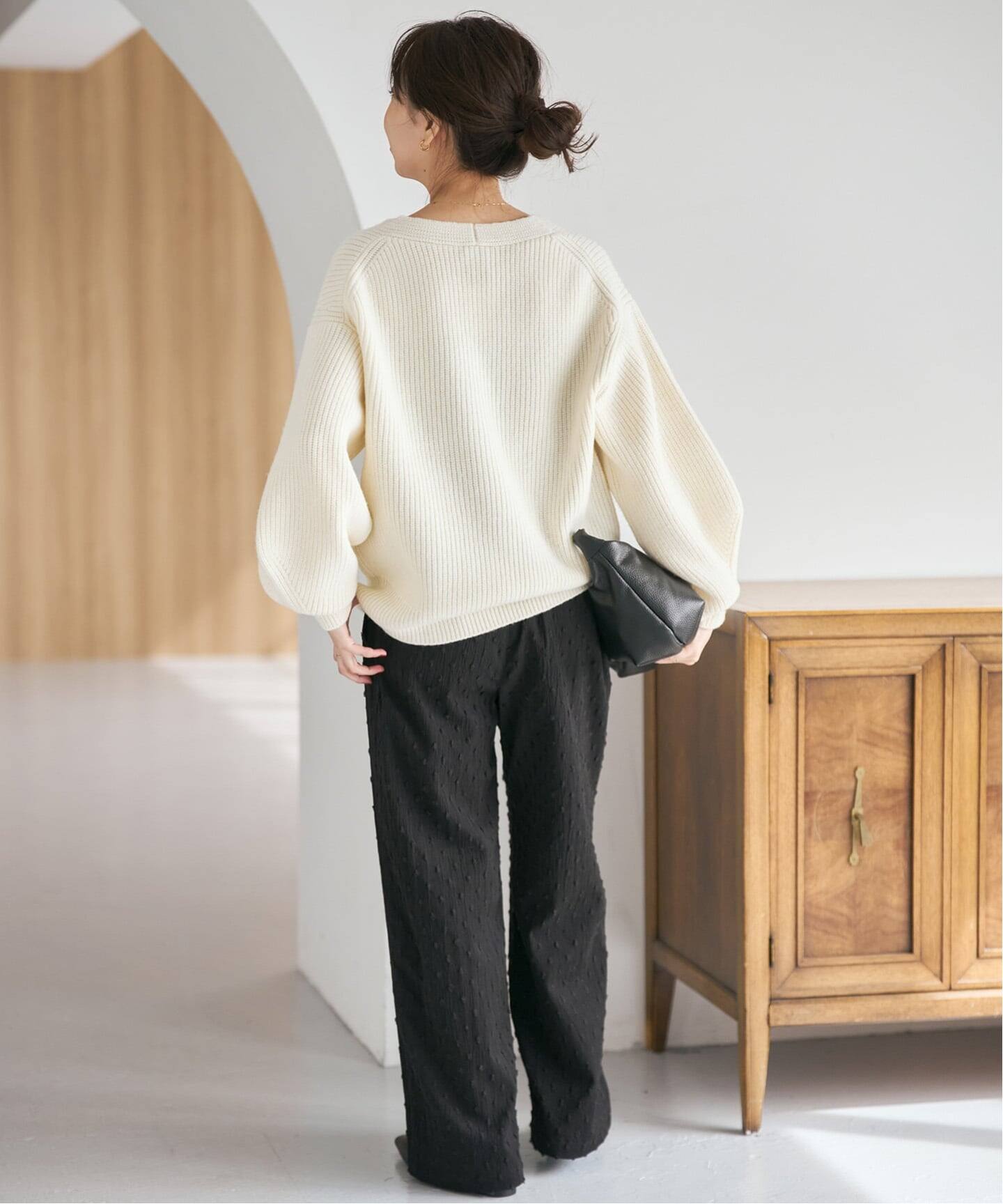 ♡美品♡ Spick & Span 片畔ニットカーディガン ホワイト WEB限定》パール畦ニットカーディガン（カーディガン）｜Spick & Span