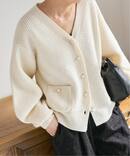 《WEB限定》パール畦ニットカーディガン