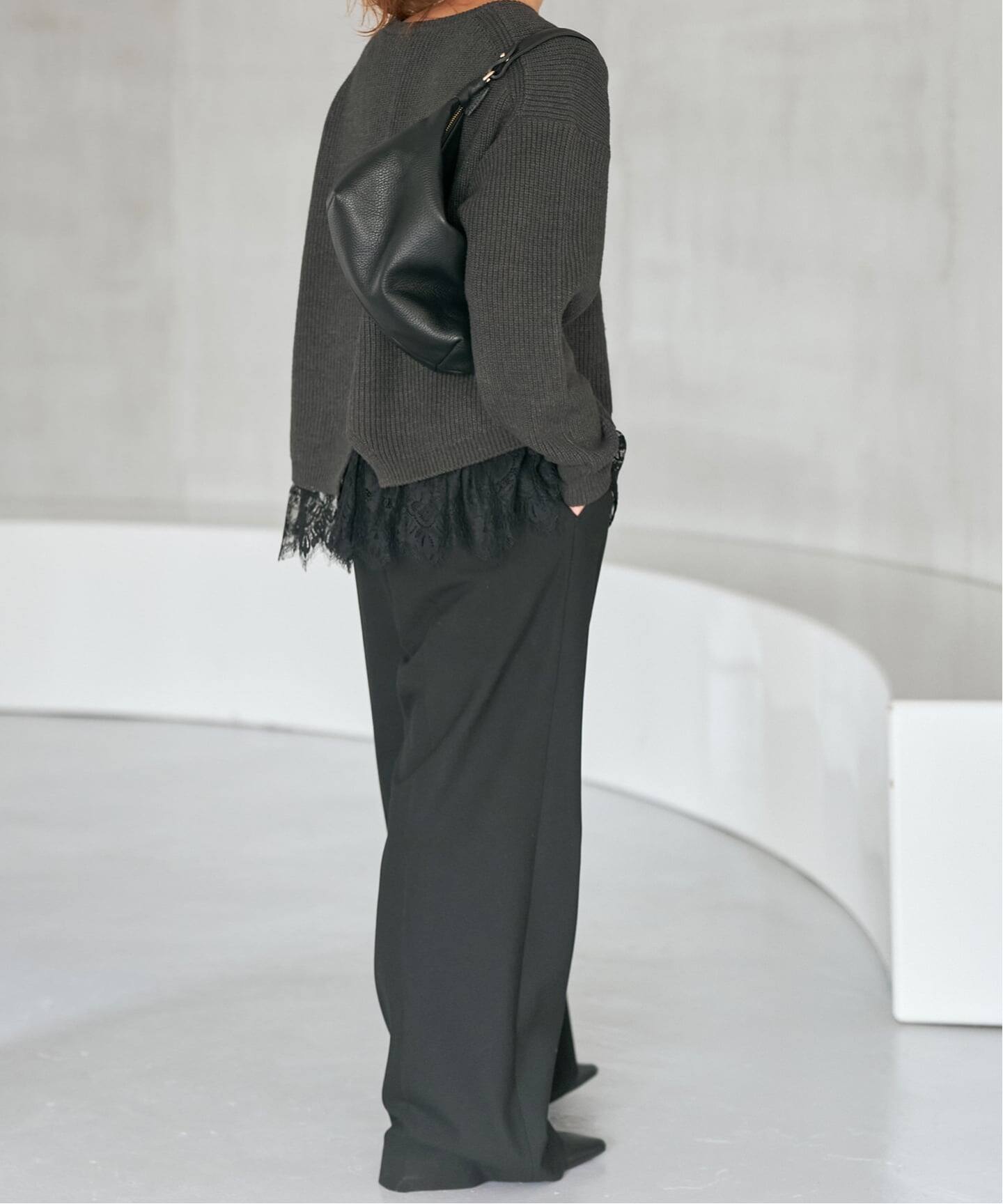 レースドッキング畦ニットプルオーバー（ニット／セーター）｜Spick