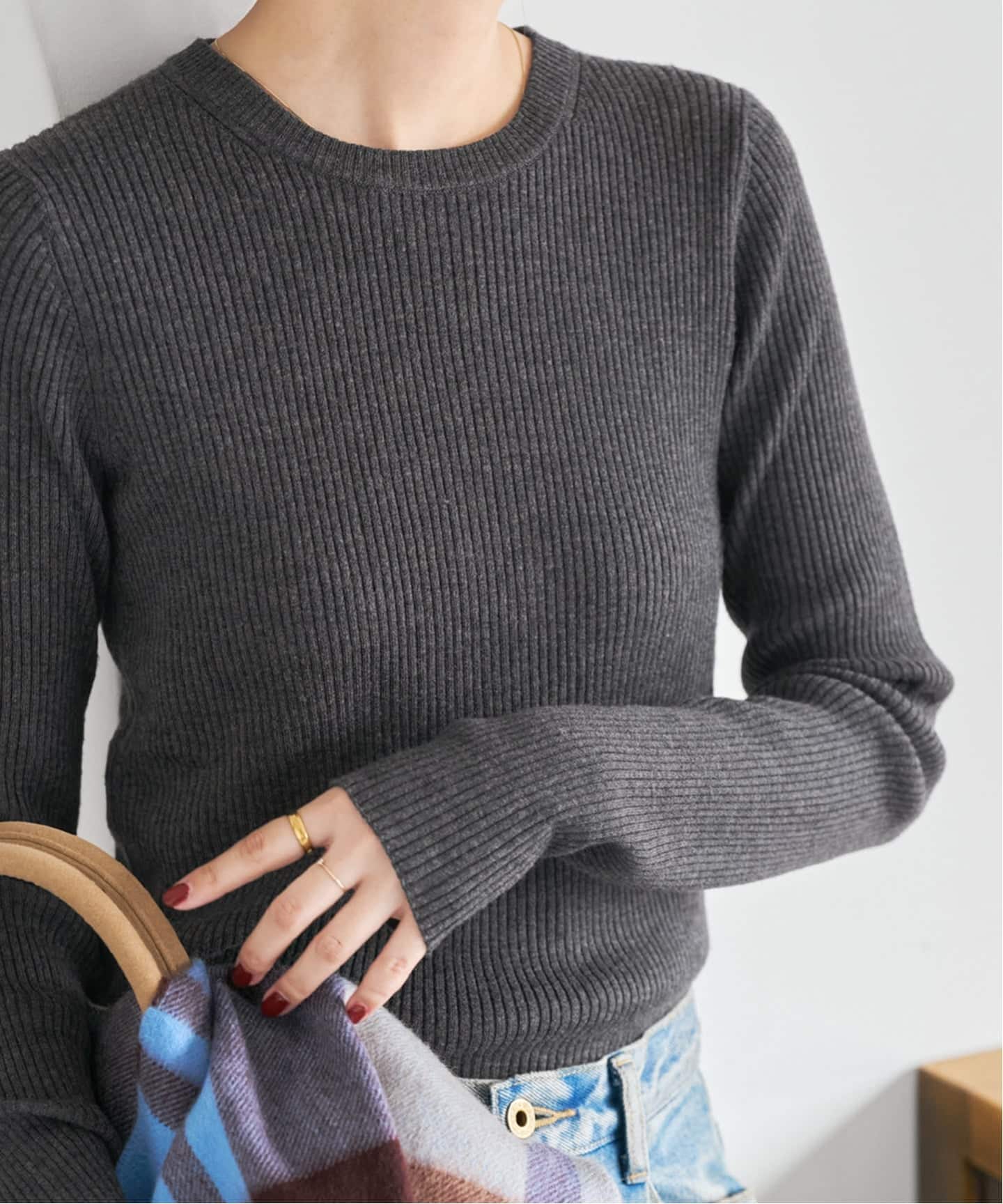 WEB限定 / 追加予約》ウォッシャブル クルーネックリブニット（ニット