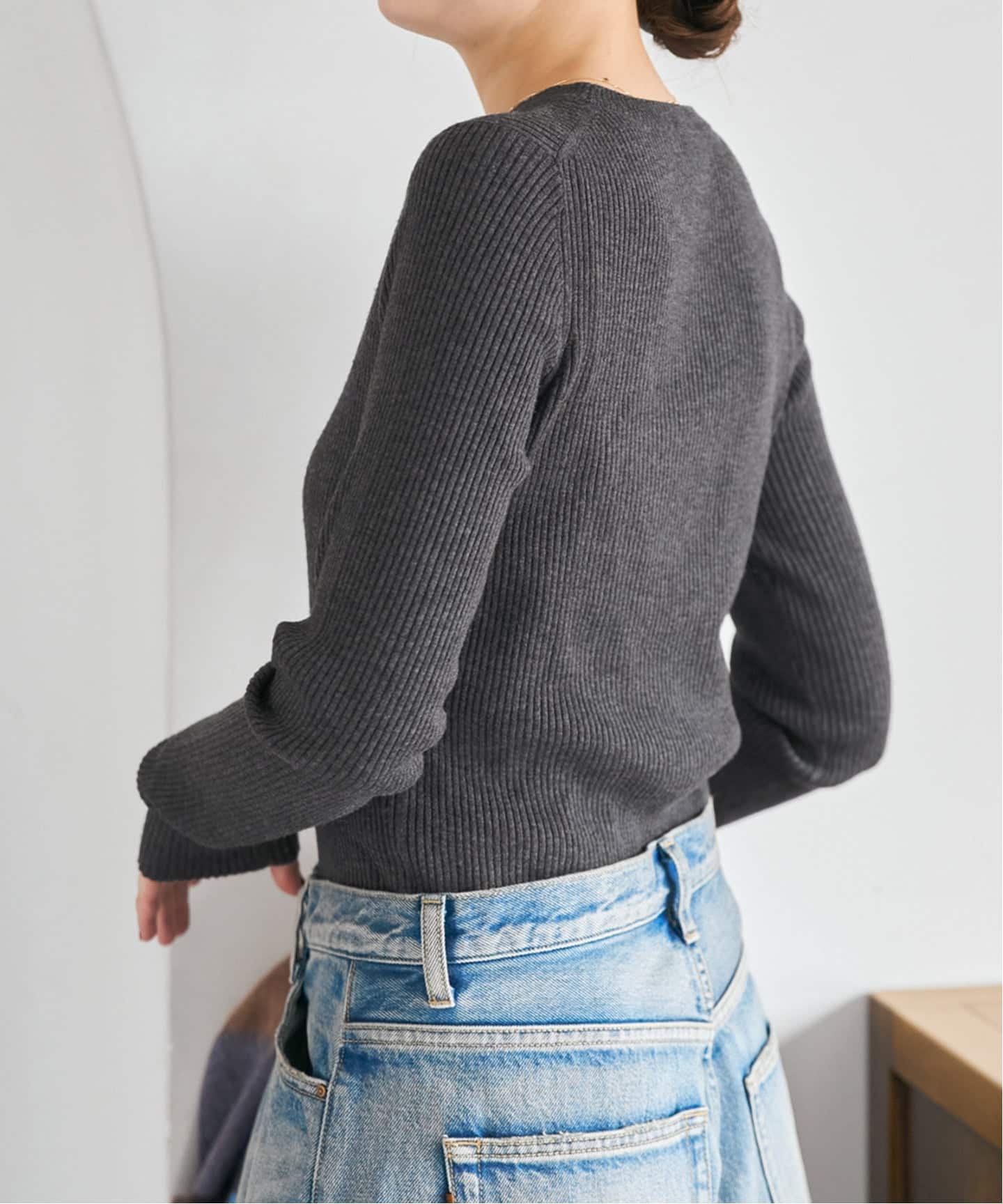 スピックアンドスパン　ウォッシャブル クルーネックリブニット WEB限定 / 追加予約》ウォッシャブル クルーネックリブニット（ニット