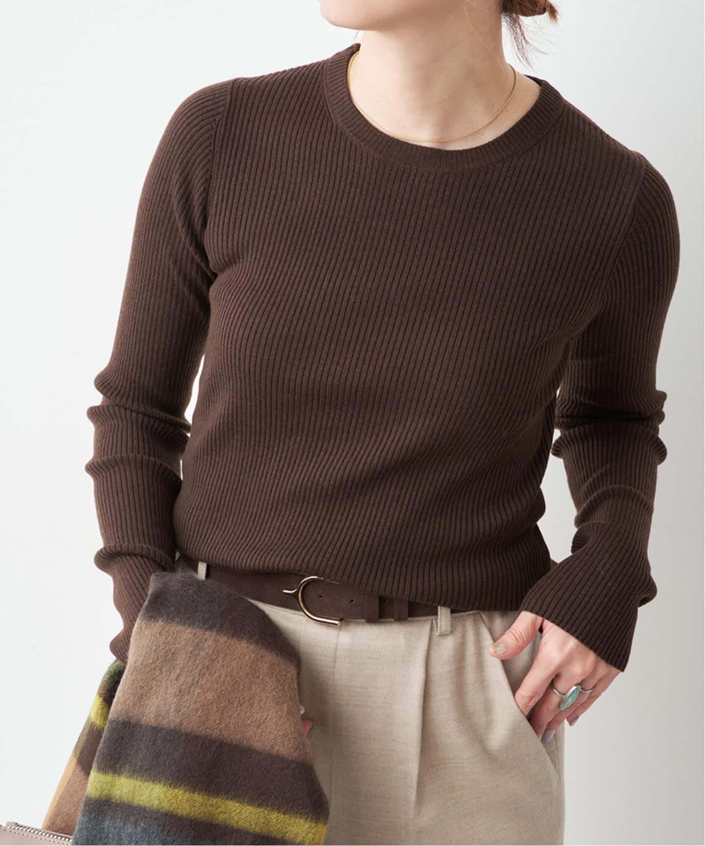 WEB限定 / 追加予約》ウォッシャブル クルーネックリブニット（ニット