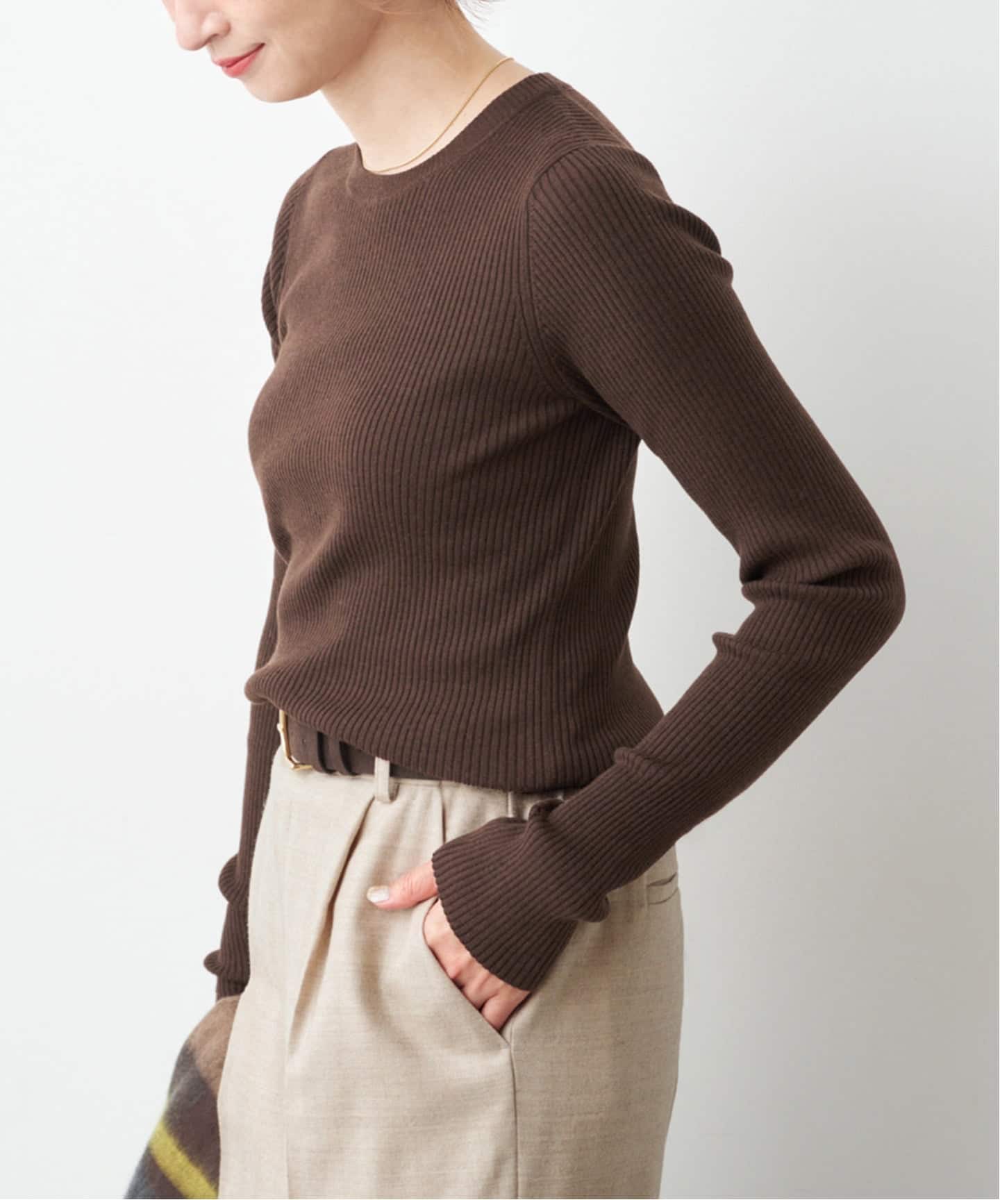 WEB限定 / 追加予約》ウォッシャブル クルーネックリブニット（ニット