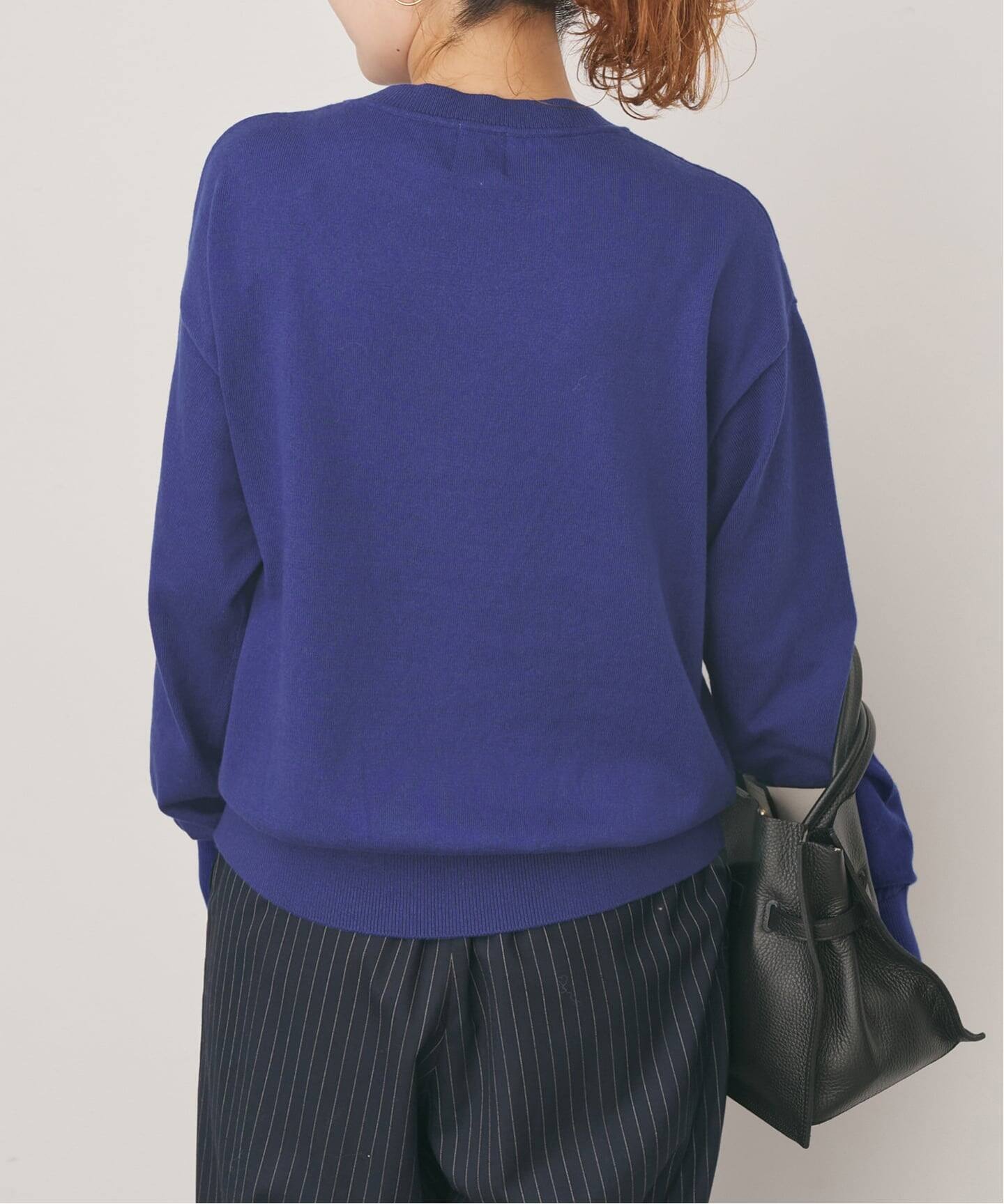 美品】ap studio ロゴジャガードニット ブルー 【公式通販】