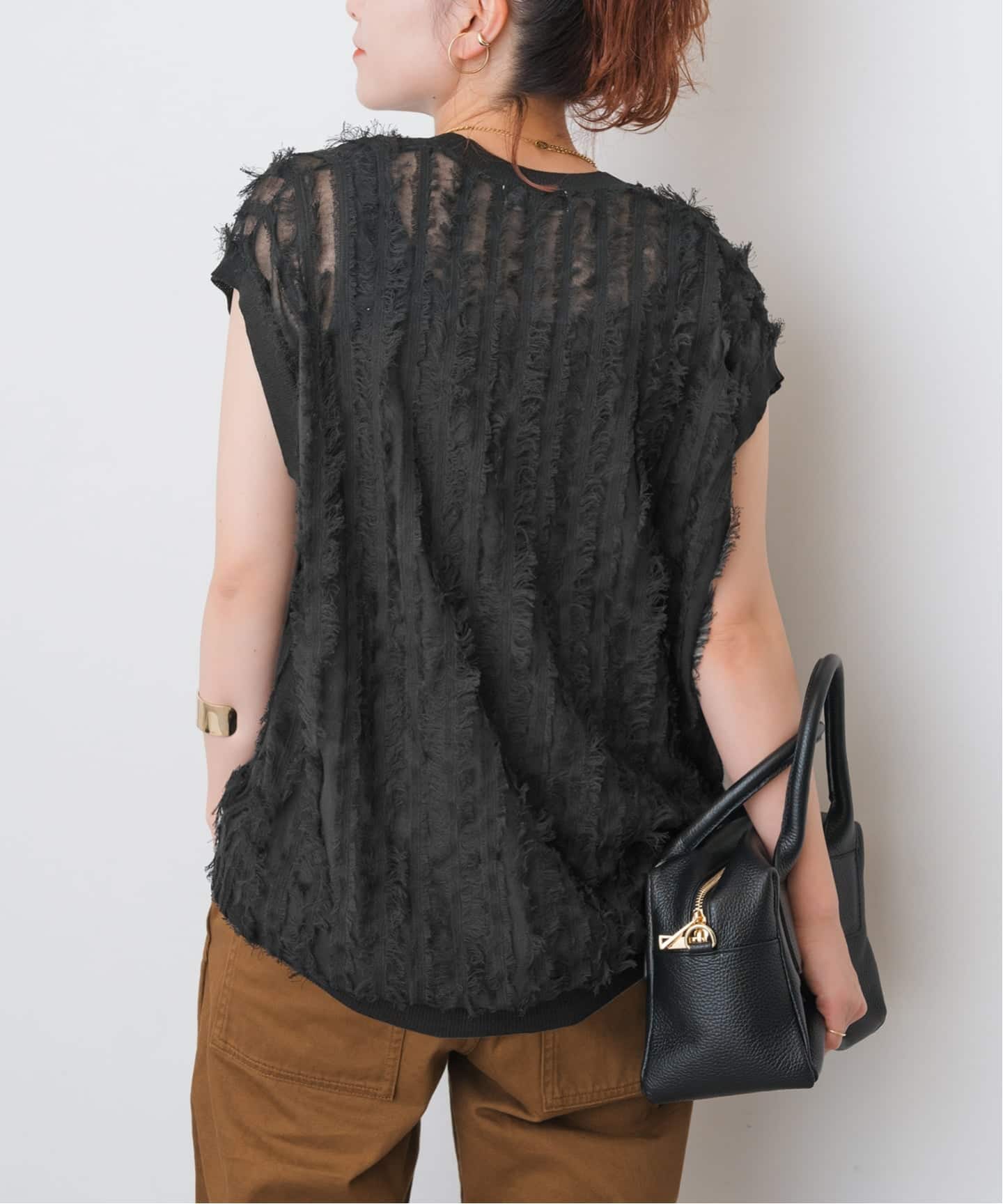 spick and span フリンジニットベスト　ブラック Spick & Span - Spick and Span / スピックアンドスパン