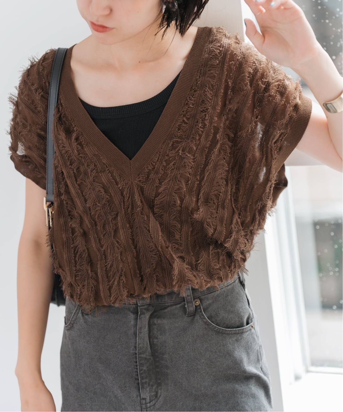 一部店舗+WEB限定》フリンジニットベスト（ベスト）｜Spick and