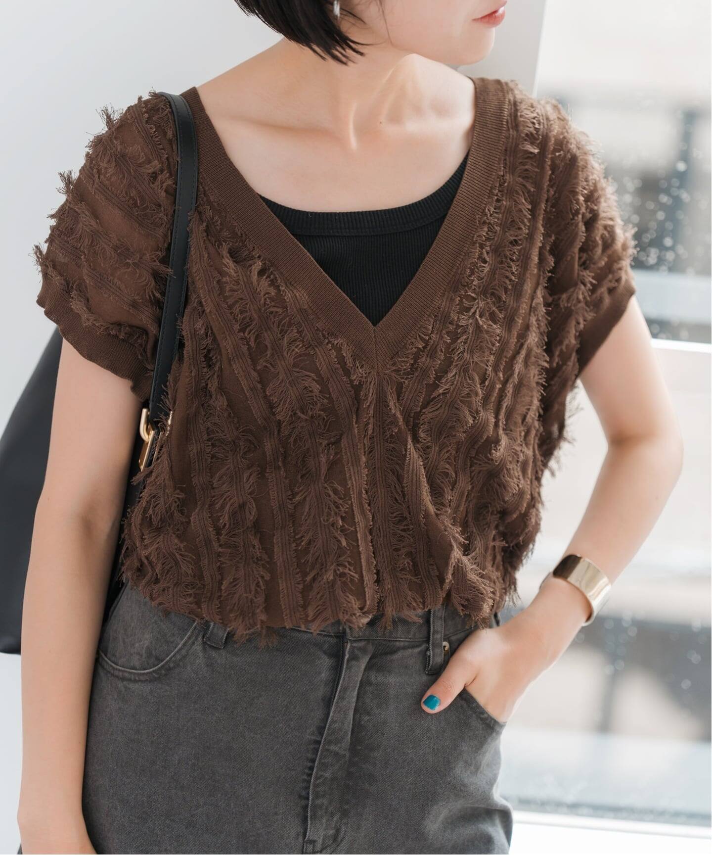 spick&span フリンジニットベスト 一部店舗+WEB限定》フリンジニットベスト（ベスト）｜Spick and