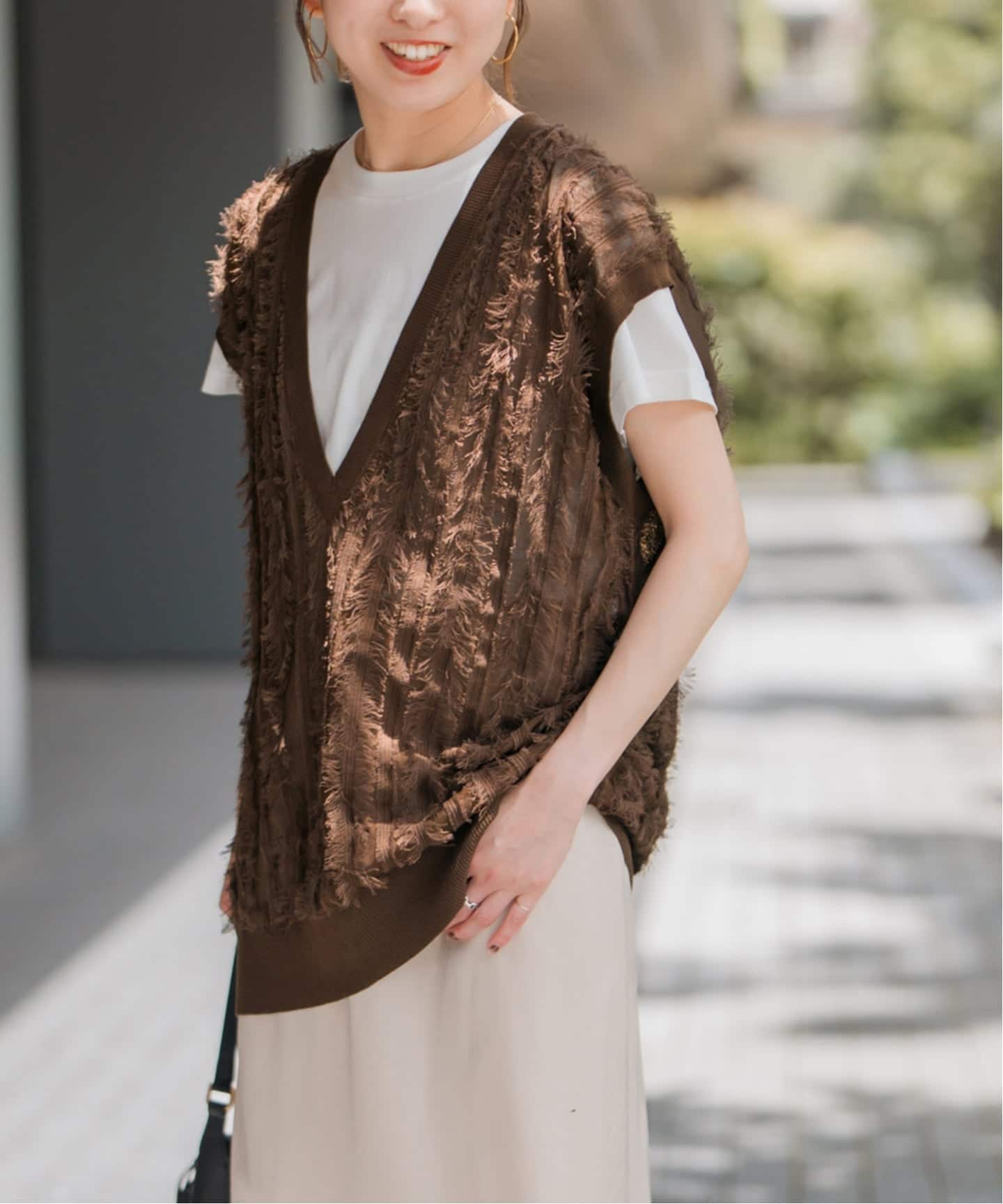 Spick and Span フリンジニットベスト Spick＆Span ベスト ジレ 「追加」手洗い可 / フリンジニット