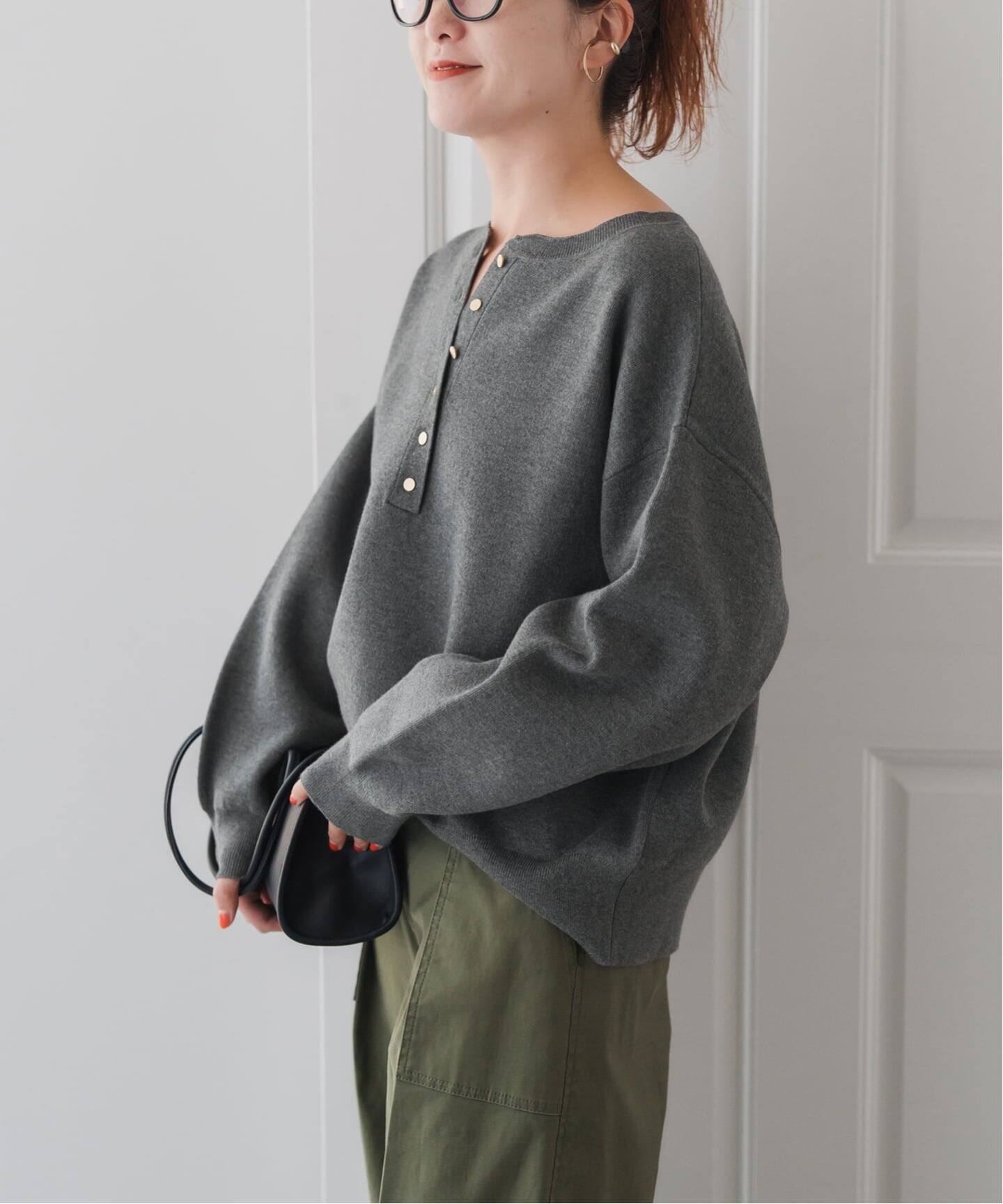 ★Spick and Span★WEB限定 メタルボタンヘンリーネックニット WEB限定》メタルボタンヘンリーネックニット（ニット／セーター