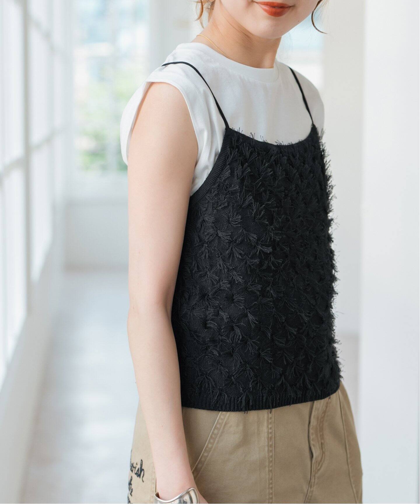 omyjr様専用新品☆Spick &spanクロシェニットキャミソール 手洗い可