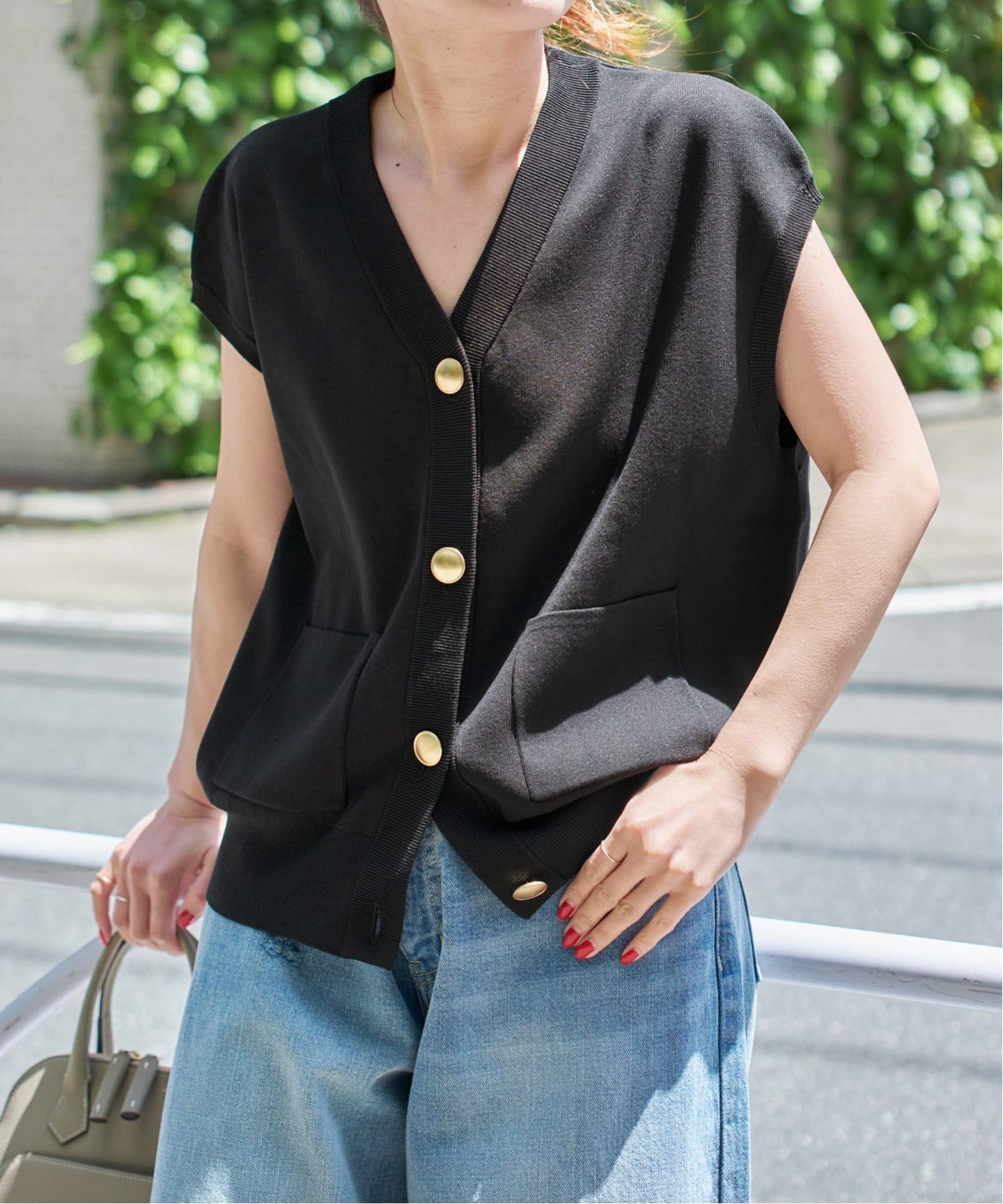 ＊ spick and span ＊　ウォッシャブルVネックニットベスト　未使用 Spick & Span｜《WEB限定追加》ウォッシャブルVネックニット