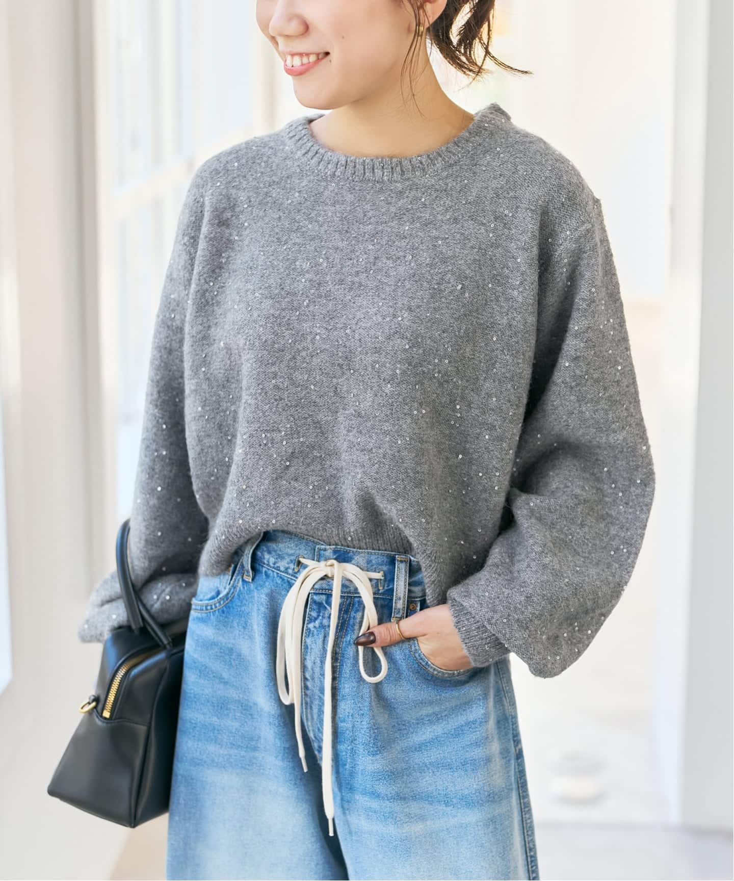 新色有り / 追加》スパンコールショート丈ニット（ニット／セーター