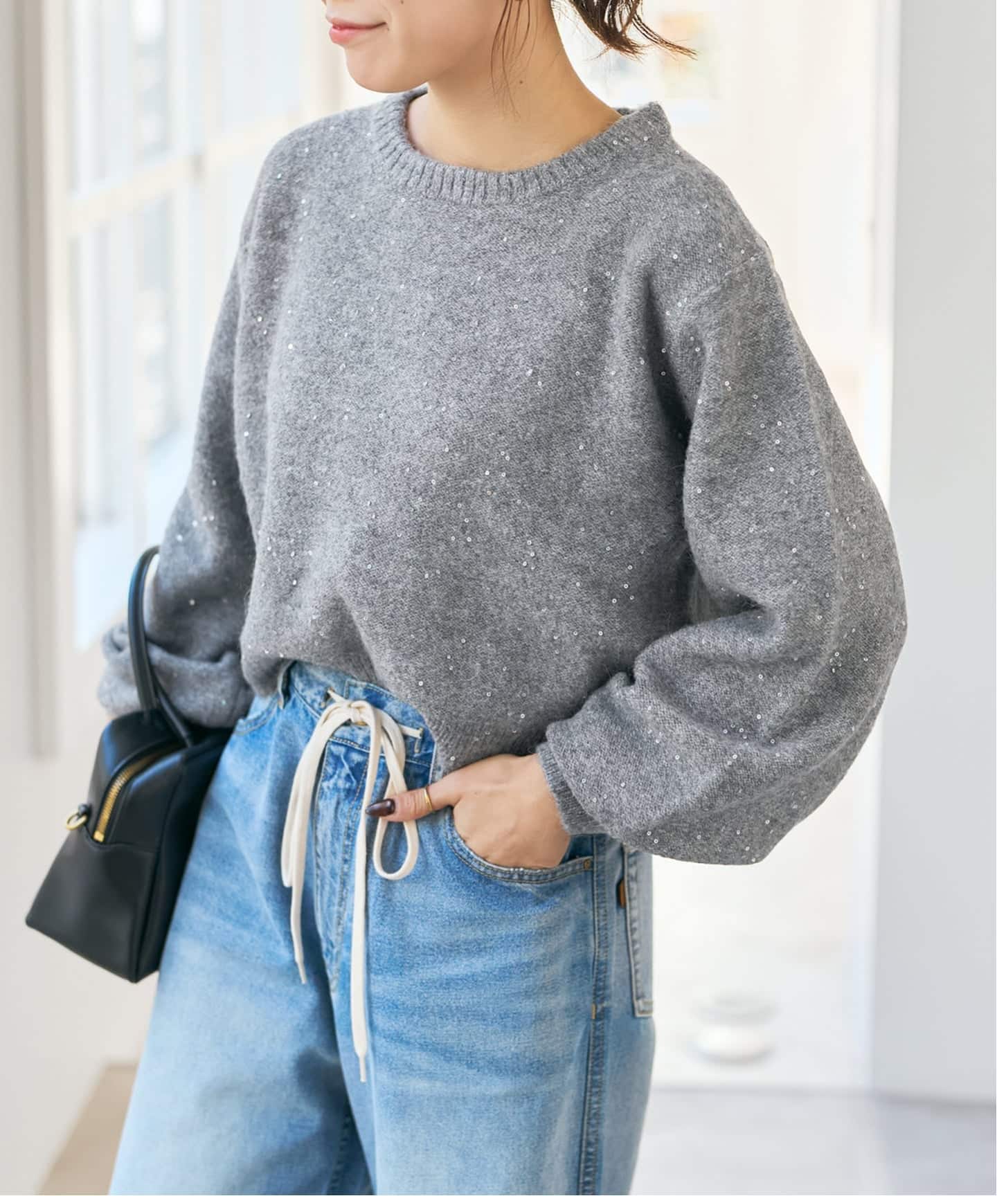 新色有り / 追加》スパンコールショート丈ニット（ニット／セーター