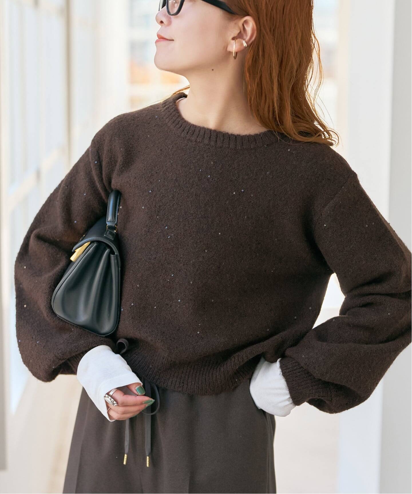 新色有り / 追加》スパンコールショート丈ニット（ニット／セーター