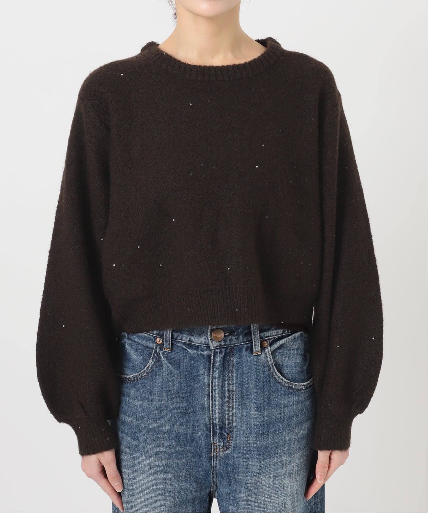 Spick and Span スパンコールショート丈ニット ブラック 新色有り / 追加》スパンコールショート丈ニット（ニット／セーター