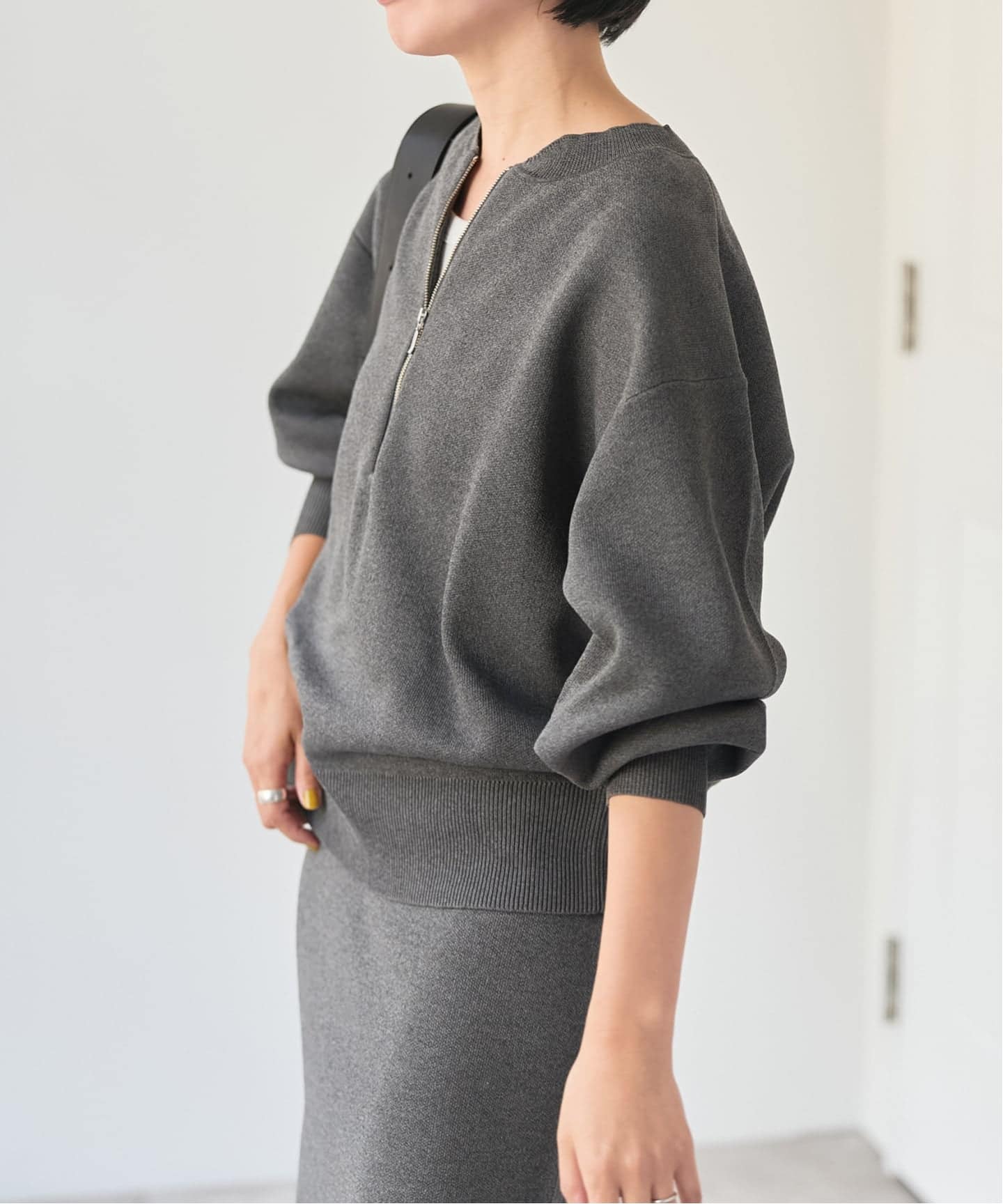一部店舗+WEB限定》手洗い可 /スウェットライクハーフジップ