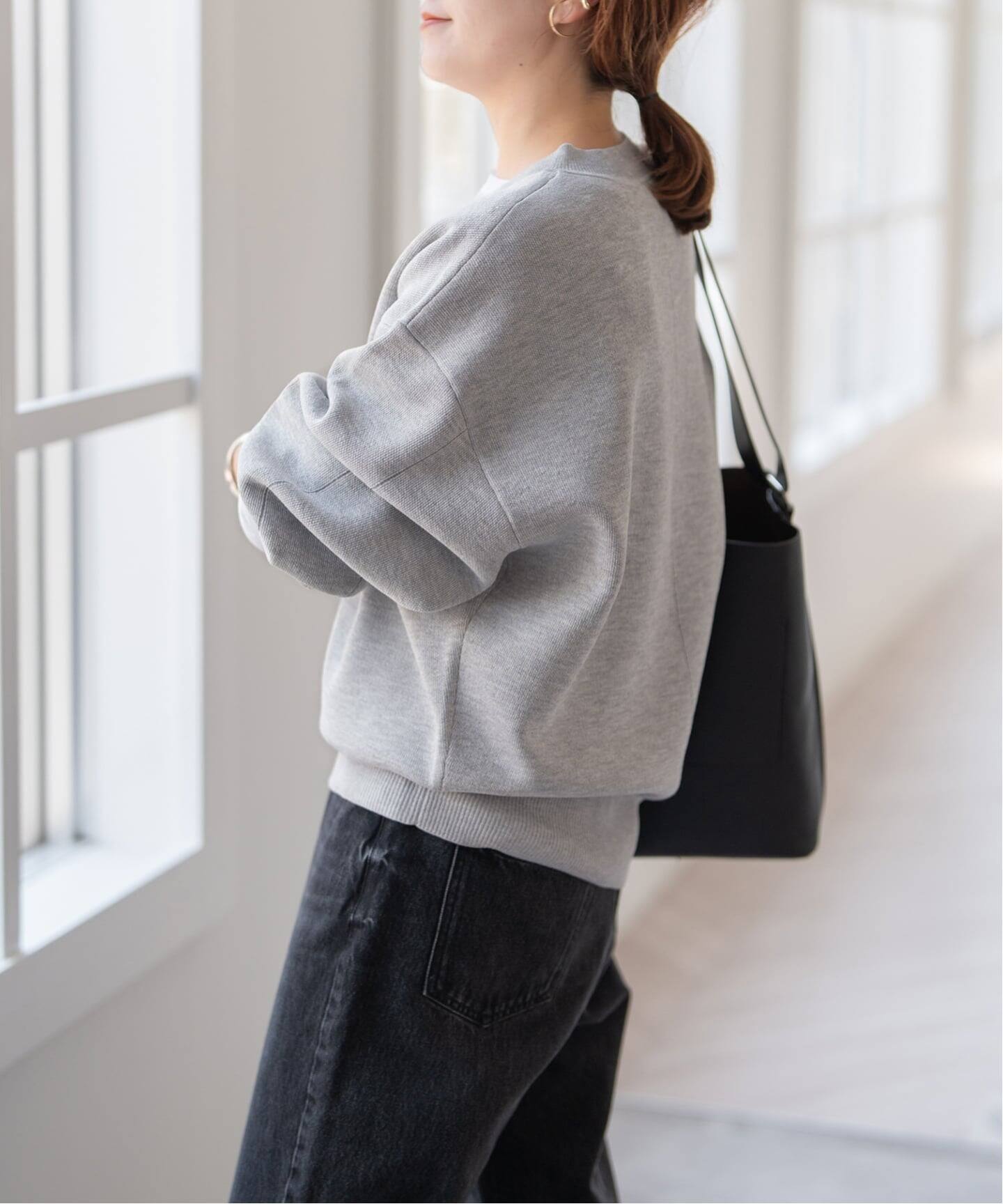 一部店舗+WEB限定》スウェットライクハーフジップニットプルオーバー