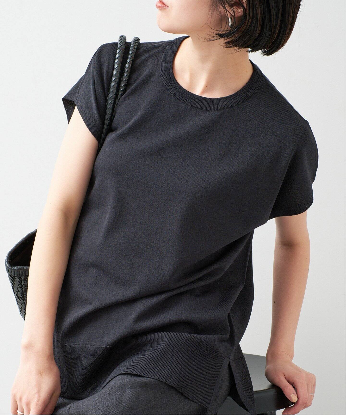 一部店舗+WEB限定》14GWASHABLEフレンチスリーブプルオーバー（ニット 
