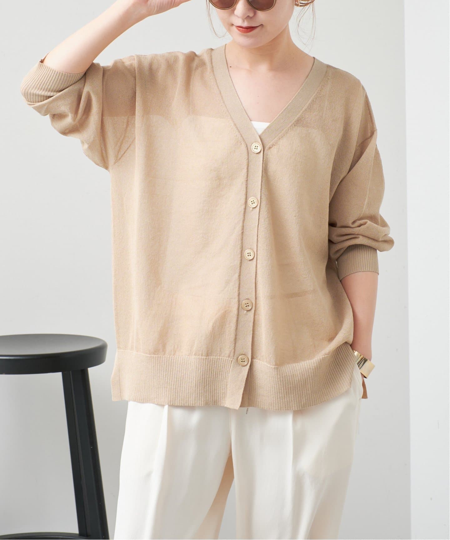 BATONER シアーカーディガン 別注 NO COLLAR MESH CARDIGAN | BATONER(バトナー) / トップス