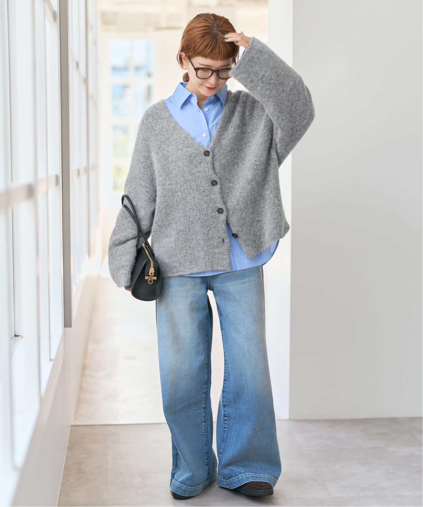 blacktogrey / ブラックトゥーグレー V-neck Knitted Cardigan