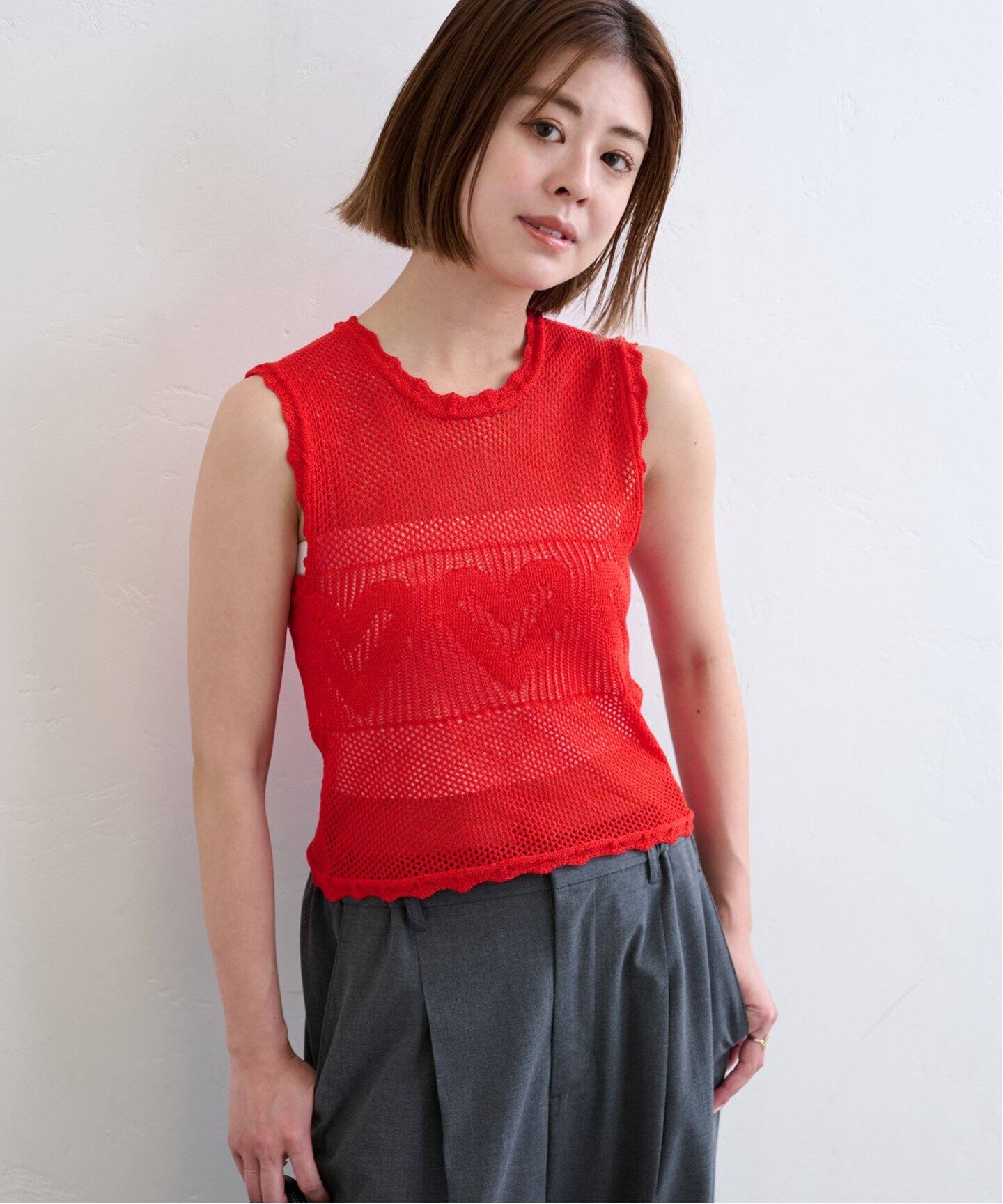 ハートメッシュニットトップス（タンクトップ）｜UBY Spick & Span 