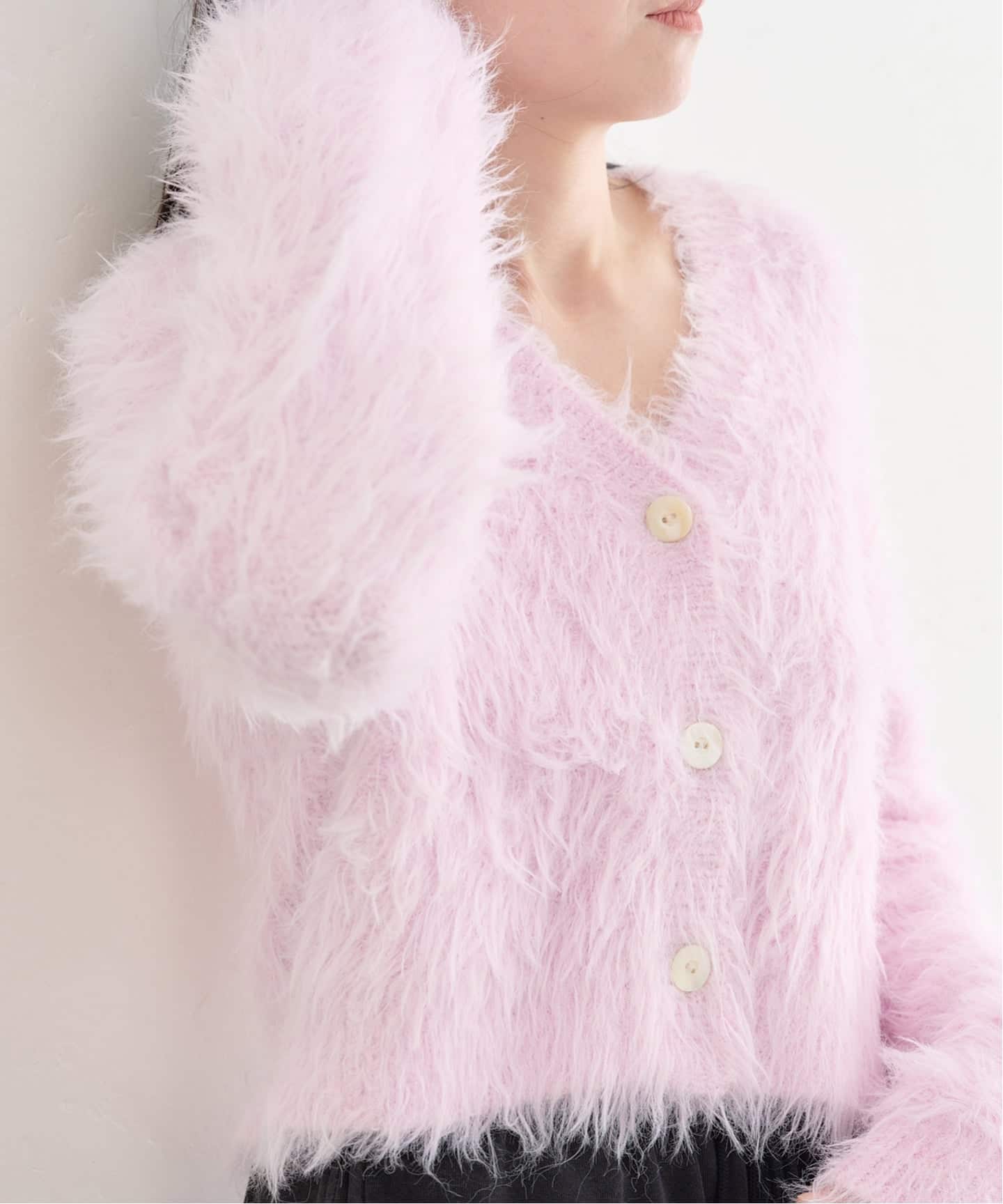 Spick＆Span FURKNITワイドVカーディガン　ラクーンファーカーデ Spick＆Span FURKNITワイドVカーディガンラクーンファーカーデ