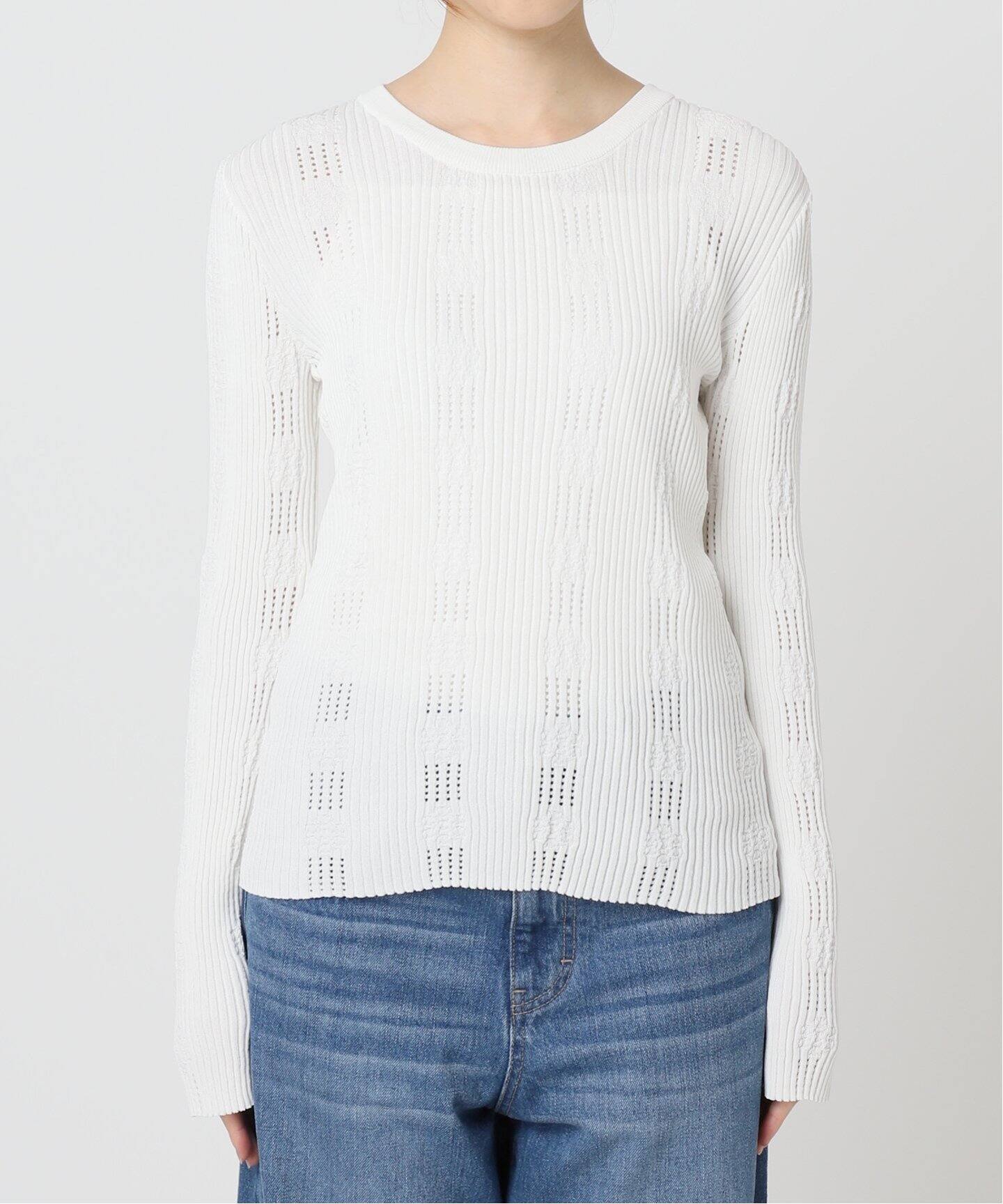 Spick & Span Vis/Pe リブニット ホワイト Spick & Span Vis/Pe リブニットホワイト