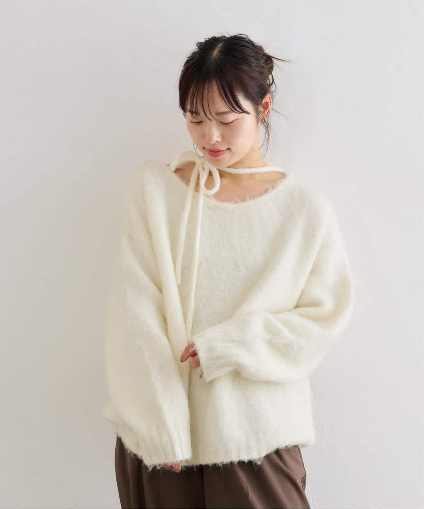 UNLIENS シャギーニット(ホワイト) Amazon.co.jp: シャギーニット クルーネック モコモコ 白 あたっ