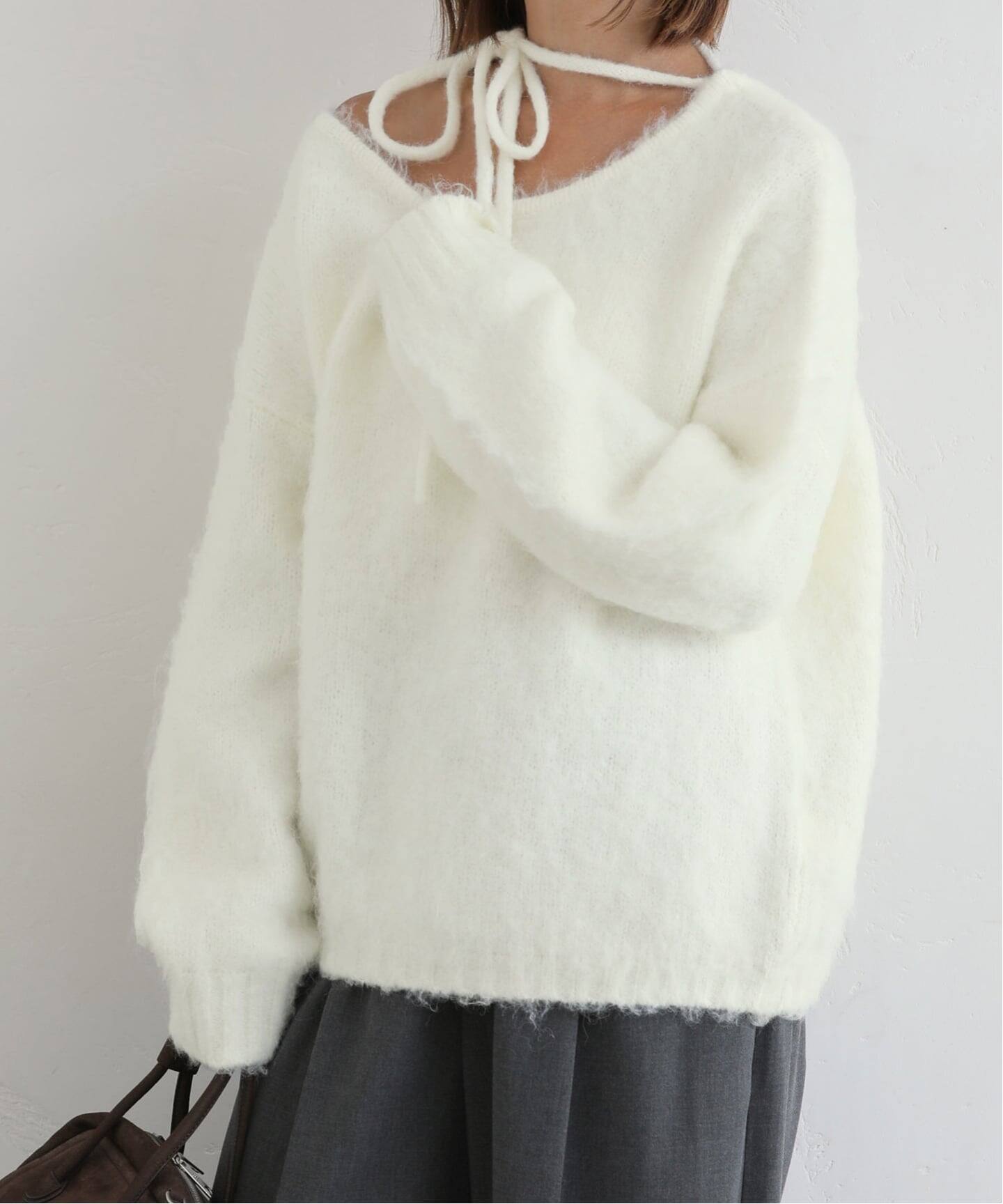 アシメオフショルシャギーニット（ニット／セーター）｜U by